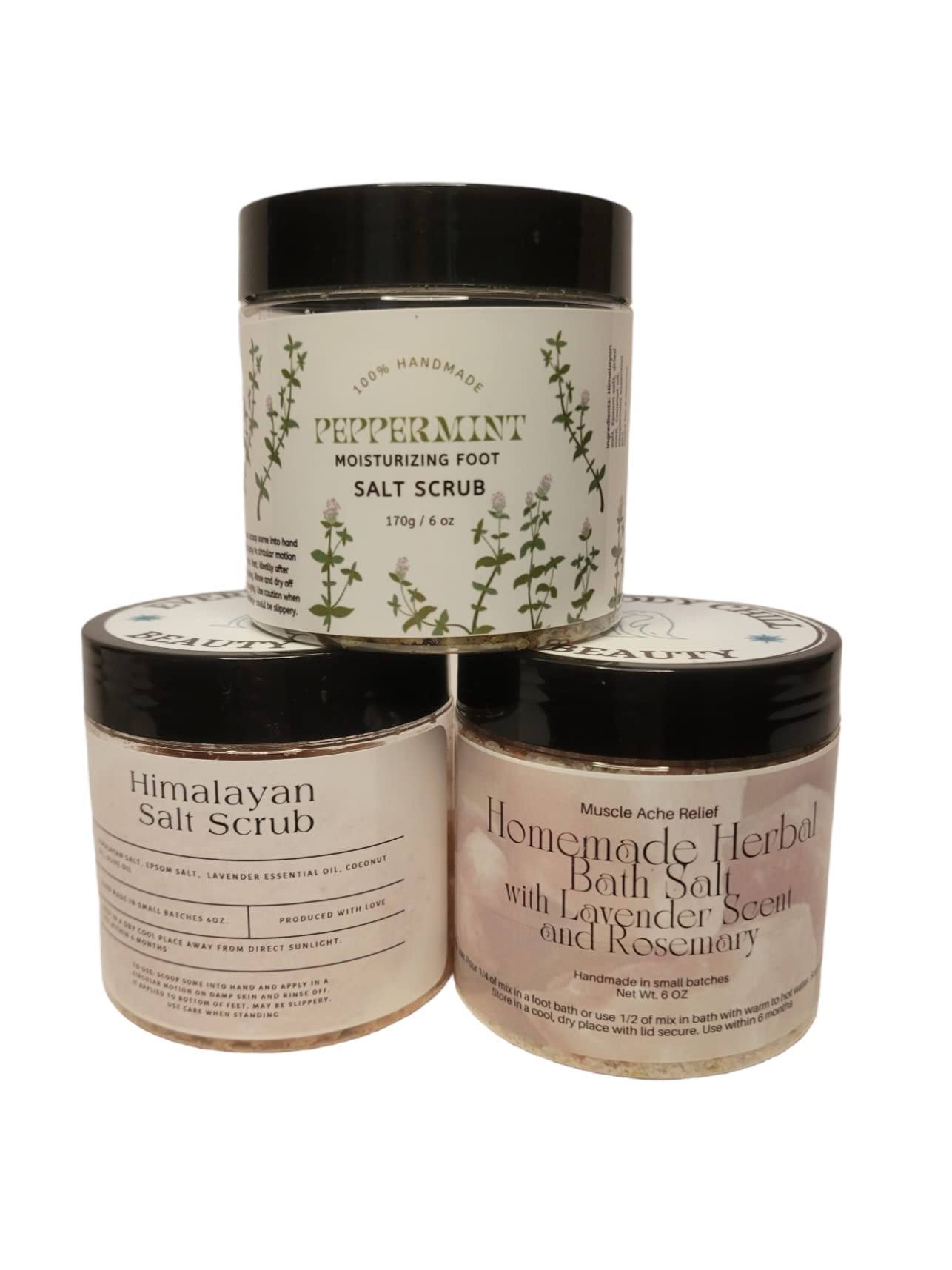 3 Pack All Natural Spa Salt Scented Body Scrubs - Homemade Bath Gift Set for Relaxation & Exfoliation | Perfect for Self-Care, Pampering Gifts & At-Home Spa Days