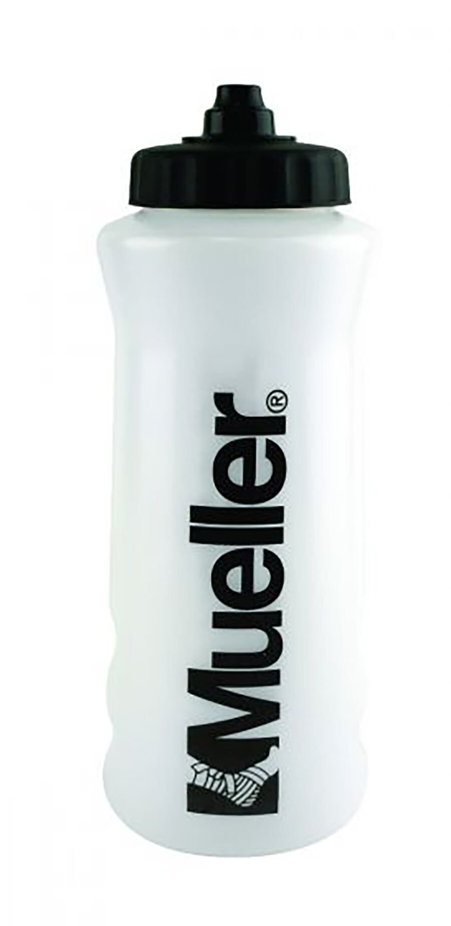 Mueller 9527 Reusable Water Bottle with Plastic Bottle Carrier - 32oz BPA-Free Leakproof Sports Water Bottle for Gym, Hiking & Outdoor Activities - Black