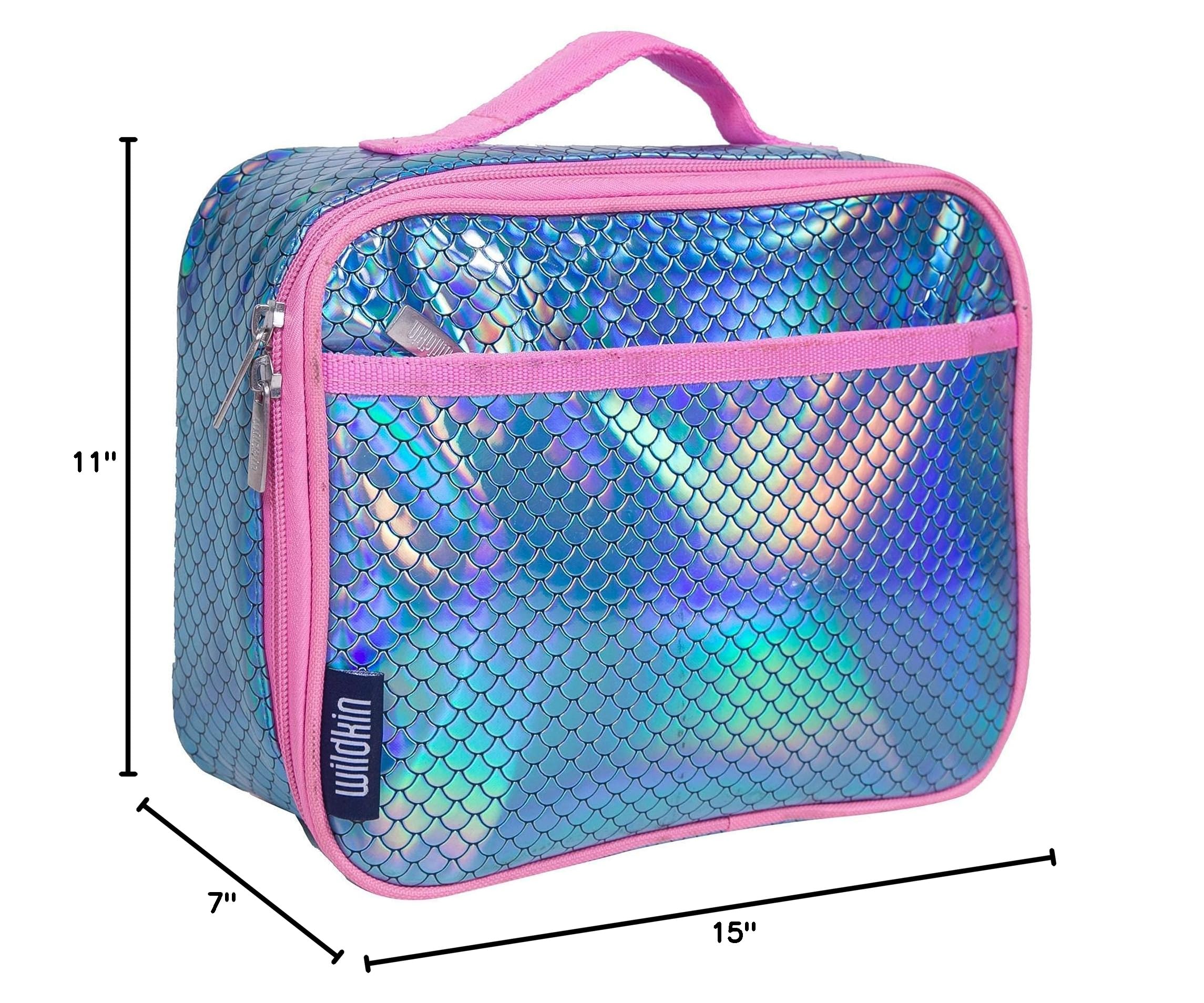 Wildkin 15 Inch Kids Backpack Set with Matching Lunch Box - Mermaid Scales Design | Durable School Backpack for Girls & Boys | Perfect for School, Travel & Daycare