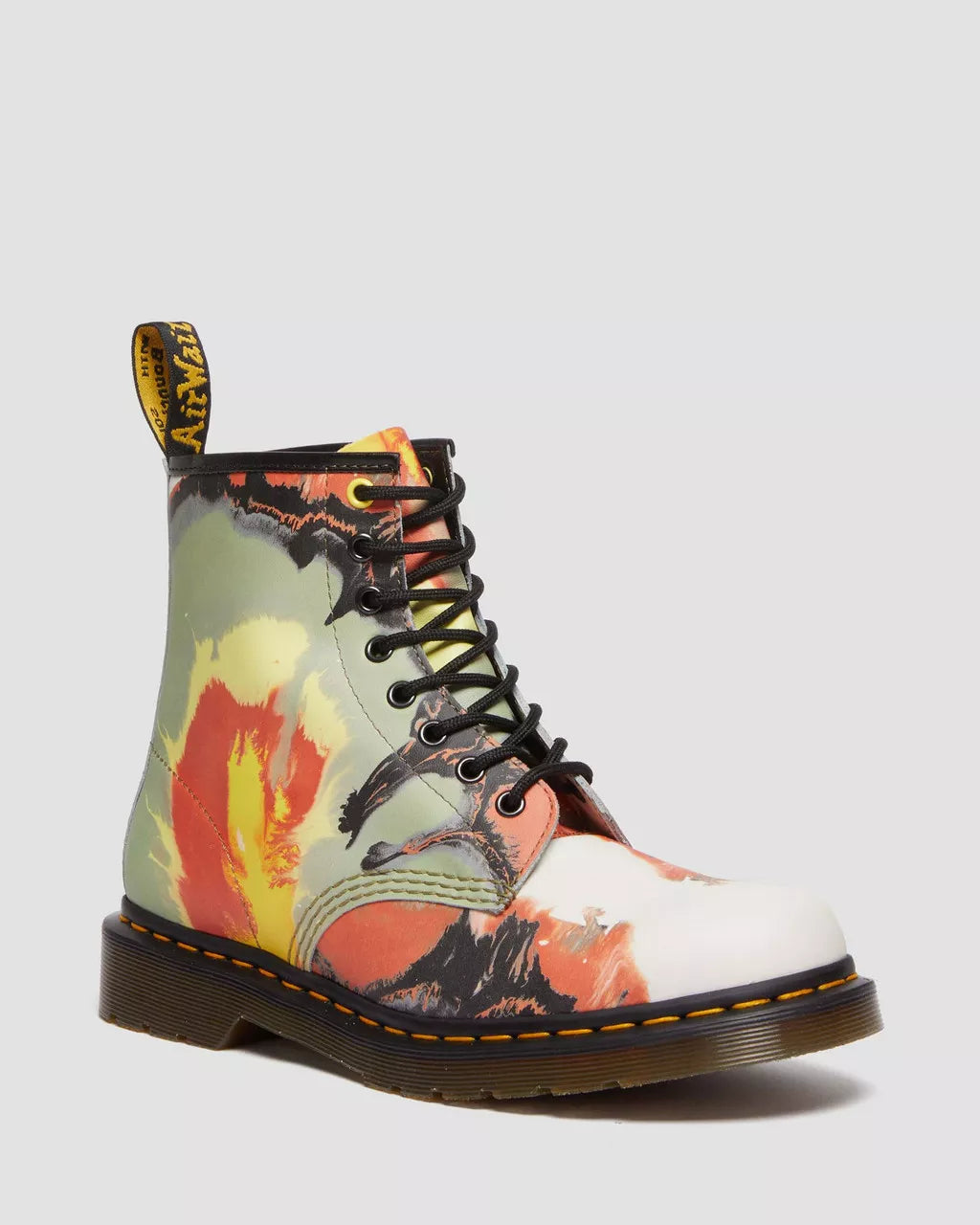 Dr. Martens 1460 Tate Volcanic Flare Leather Lace-Up Boots - Unisex Combat Boots for Men & Women | Perfect for Punk Fashion, Streetwear & Everyday Wear