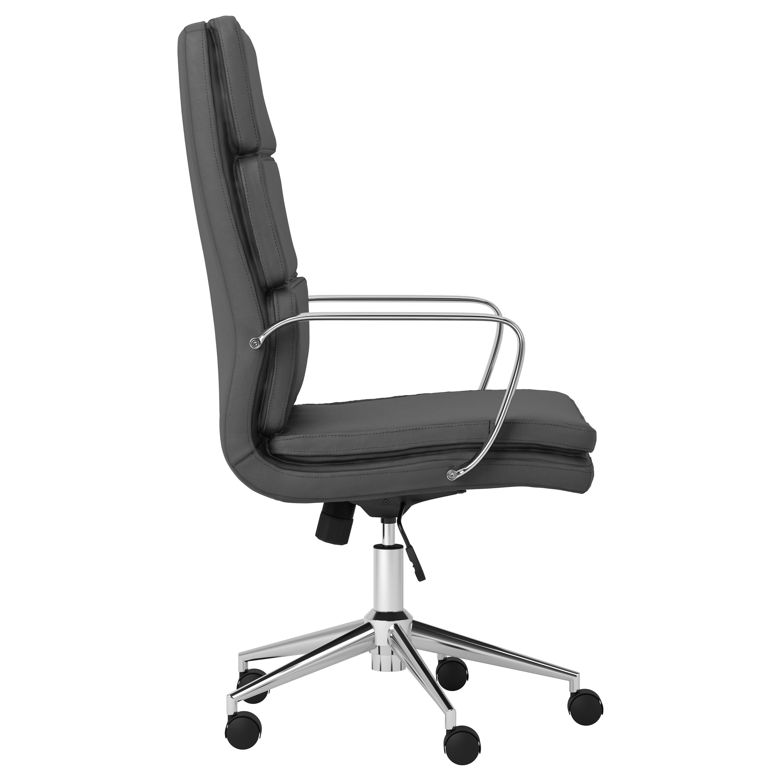 Coaster Home Furnishings High Back Upholstered Office Chair with Lumbar Support - Grey Fabric & Chrome Base - Ergonomic Desk Chair for Home Office, Gaming, and Workspace