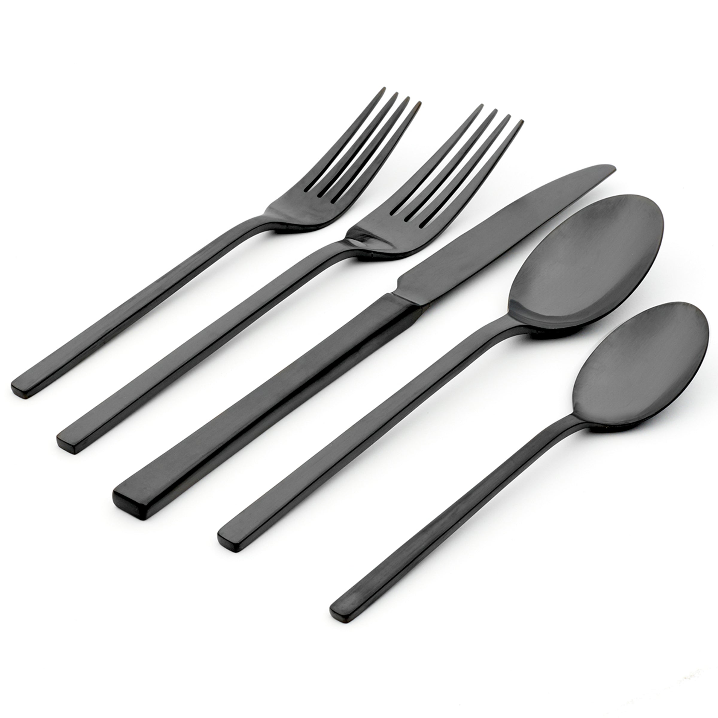 Allay Midnight 20-Piece Stainless Steel Flatware Set - Elegant Silverware for Fine Dining, Dinner Parties & Everyday Use