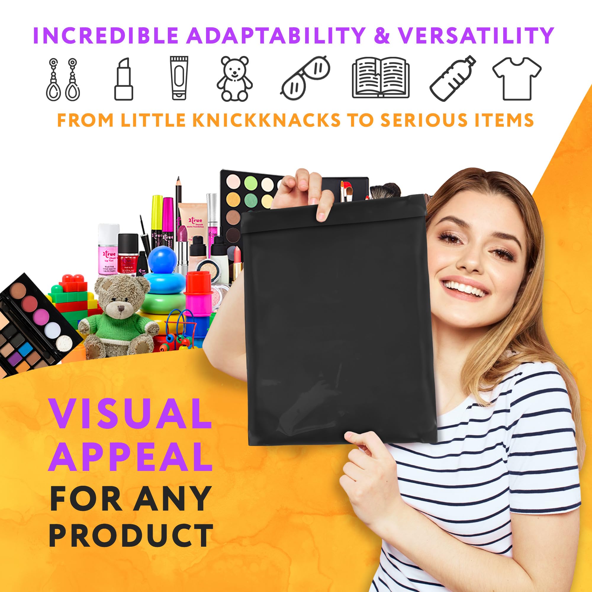1000 Pack 6x9 Inch Black 2 Mil Poly Mailers - Self Sealing Polyethylene Shipping Envelopes for Clothing | Waterproof Mailing Bags for Ecommerce, Apparel & Small Business Shipping