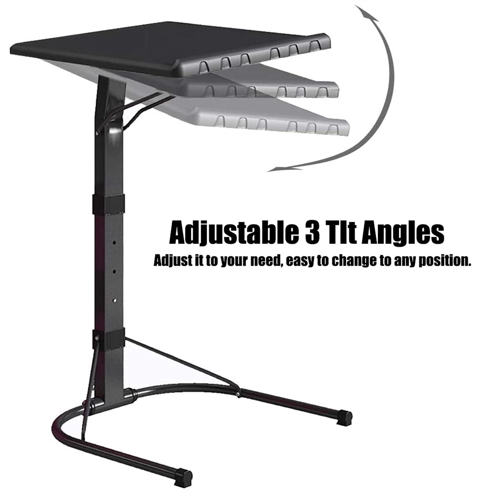 Adjustable Laptop Bed Table Tray - Foldable Computer Stand for Eating, Working & Reading on Couch or Bed | Portable Notebook Holder with Height Adjustment | Perfect for Home Office, Study & Relaxation (Black)
