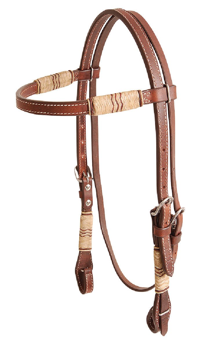 Premium Cashel Rawhide Trim Browband Headstall for Horses - Durable Western Bridle for Trail Riding & Show Events