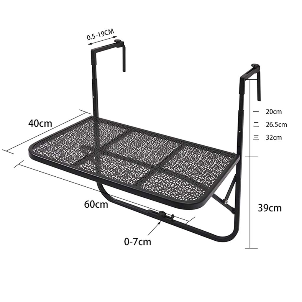 Foldable Outdoor Hanging Table for Balcony Railing - Durable Wrought Iron Patio Dining Table | Perfect for Small Space Dining, Garden Relaxation & Apartment Living