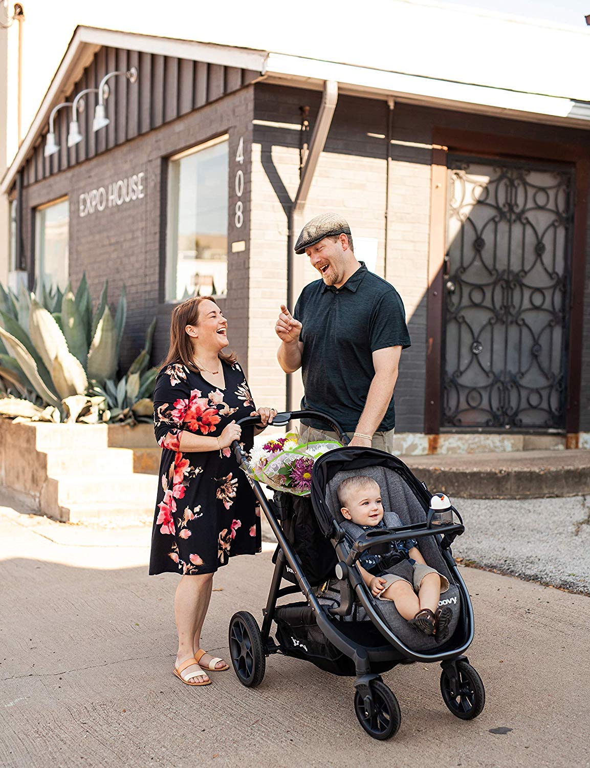 Joovy Qool Stroller - Adjustable Single, Double & Triple Stroller for Toddlers | Lightweight & Customizable Baby Stroller in Grey Melange | Perfect for City Walks, Shopping & Family Outings