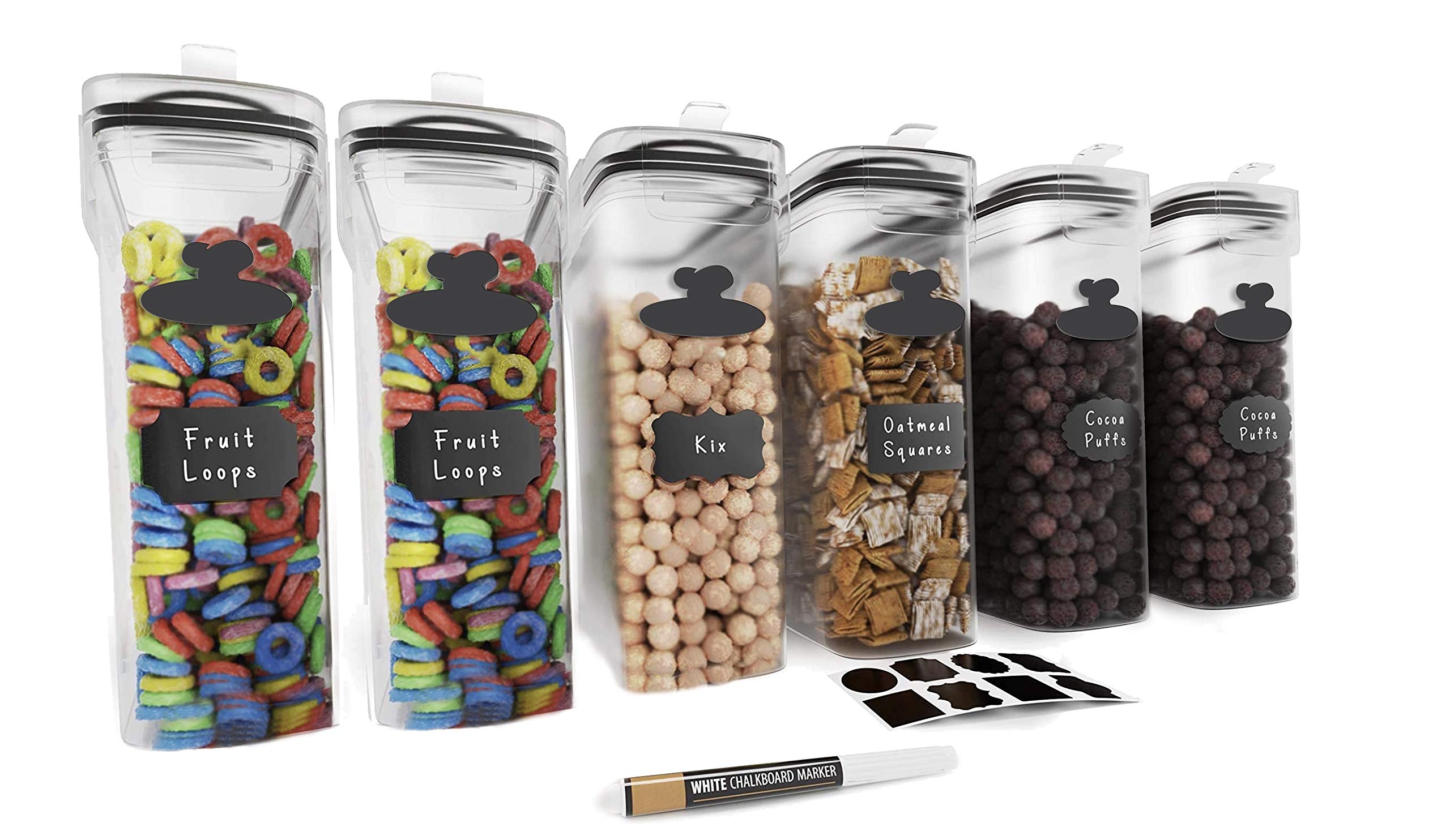 6 Pack Airtight Cereal Storage Containers - Large Food Storage Set for Kitchen & Pantry Organization | Keep Cereals & Snacks Fresh | Perfect for Breakfast, Baking & Meal Prep
