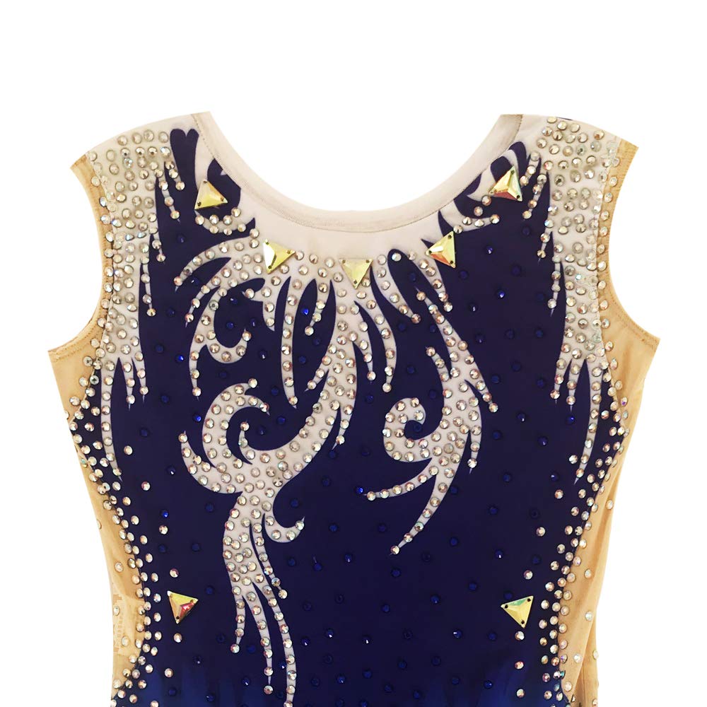 LIUHUO RG Blue Crystal Leotard for Girls - Gymnastics Competition Dress
