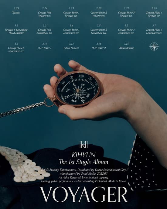 Monsta X Kihyun VOYAGER 1st Single Album - The 1st Journey Version CD + 96p Photo Book + Photocard + Sticker + Bookmark (Sealed with Tracking) | Kpop Merchandise for Fans, Collectors & Gift Giving