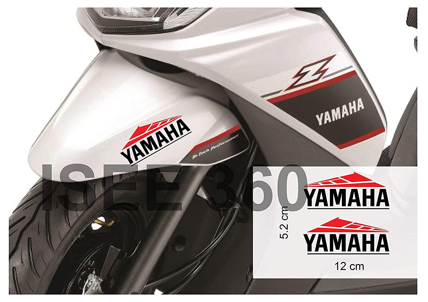 ISEE 360® Yamaha Ray ZR Sticker Kit - Premium Vinyl Decal Graphics for Motorcycle Exterior (Black & Red, 12x5.2cm) - Waterproof Bike Stickers for Customization, Protection & Style Upgrade