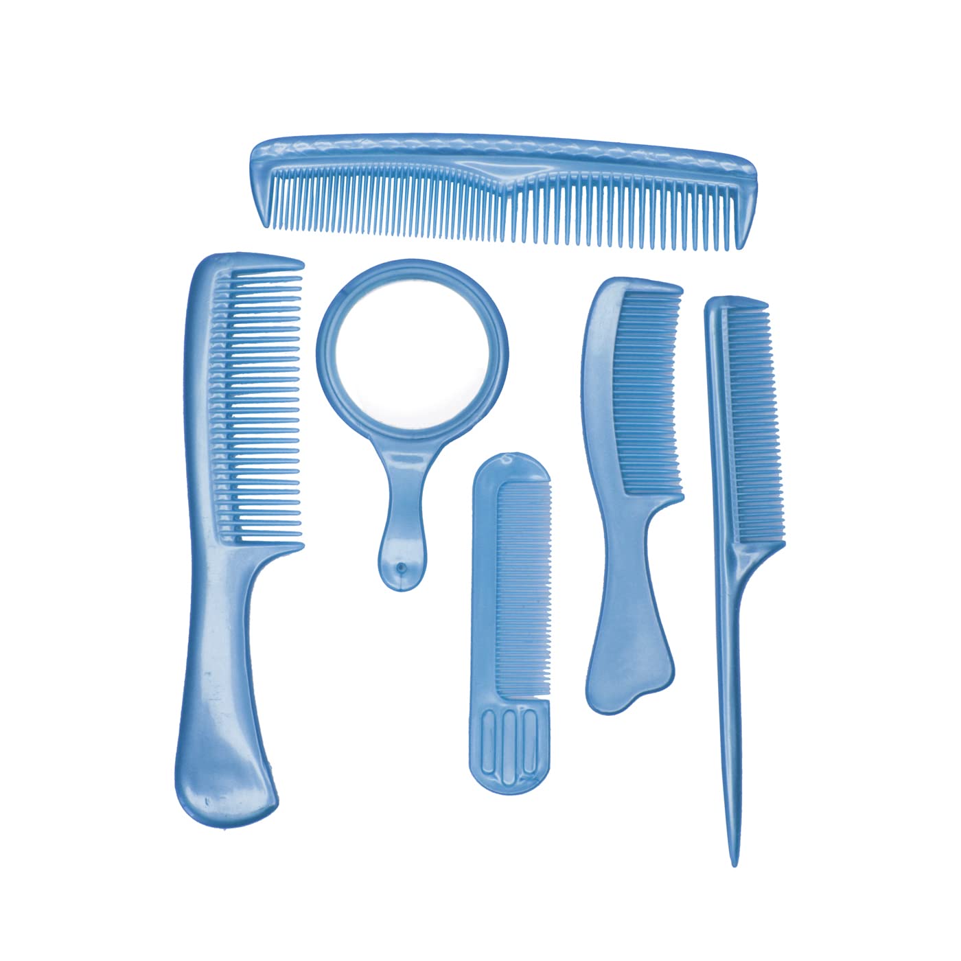 Baal Hair Comb and Hand Mirror Set for Women & Girls - Detangling Styling Comb with Mirror for Daily Hair Care (Blue) - Perfect for Home, Travel, and Salon Use