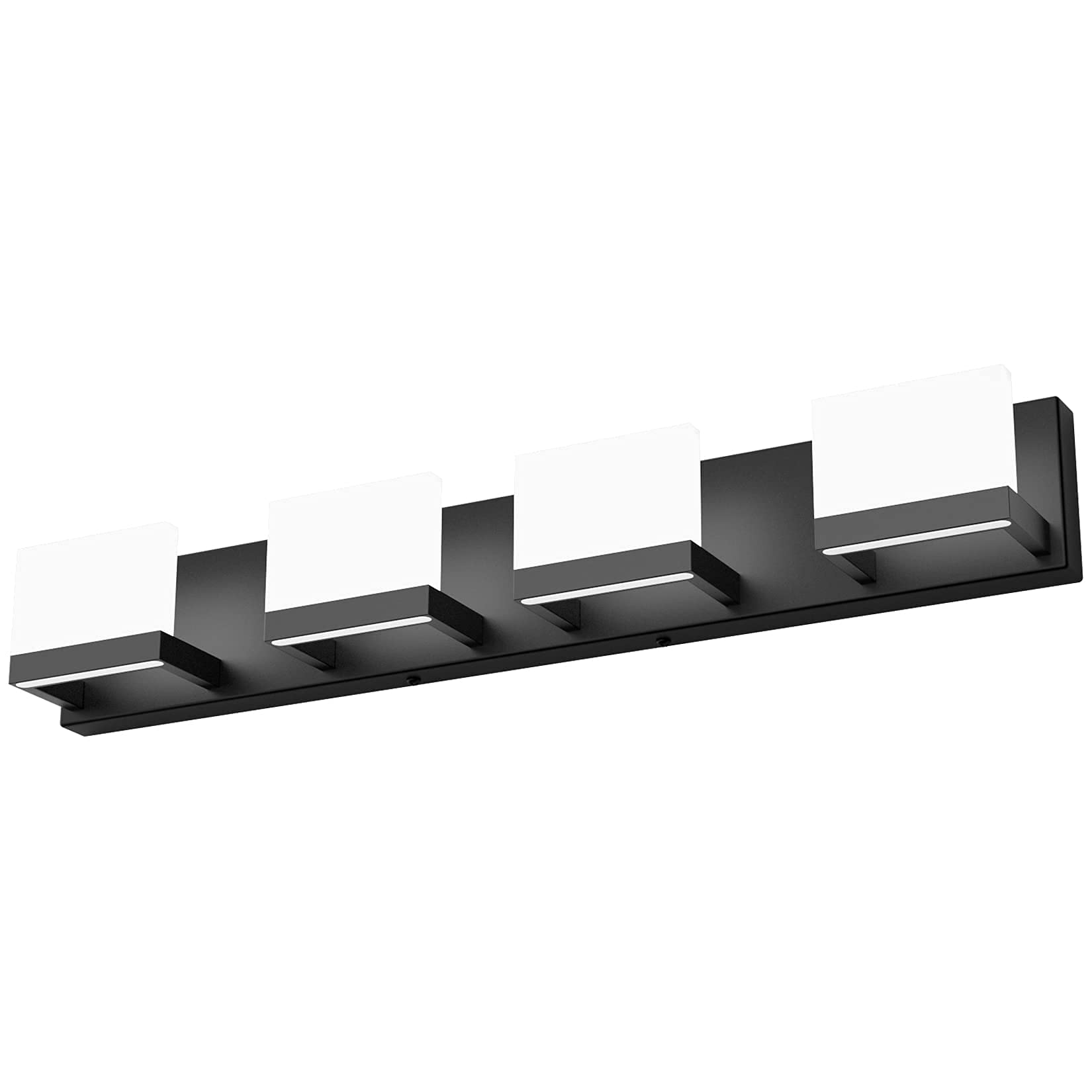 Tipace Modern 4-Light LED Vanity Mirror Light Fixture - Chrome/Black Bathroom Wall Sconce with Up & Down Lighting (6000K Cool White) - Perfect for Bathroom Makeup Vanity, Dressing Room & Mirror Illumination