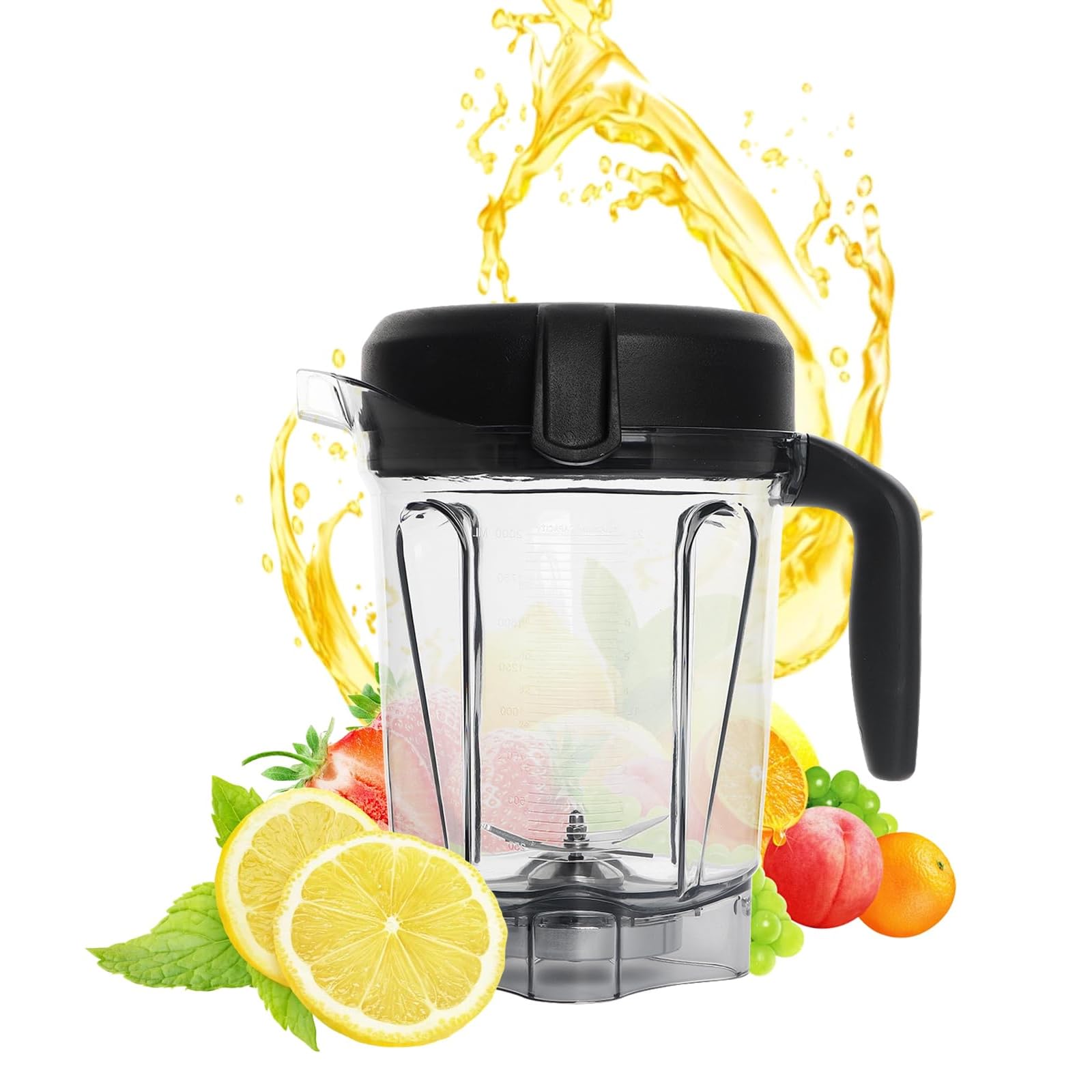 Vitamix Blender Pitcher 64oz Low-Profile Replacement Container for 750, 5200, 5000, 6300, 7500, A3500, VM0102, VM0103, VM0197, E310 - Compatible with Classic, Explorian & Commercial Series - Perfect for Smoothies, Soups & Nut Butters