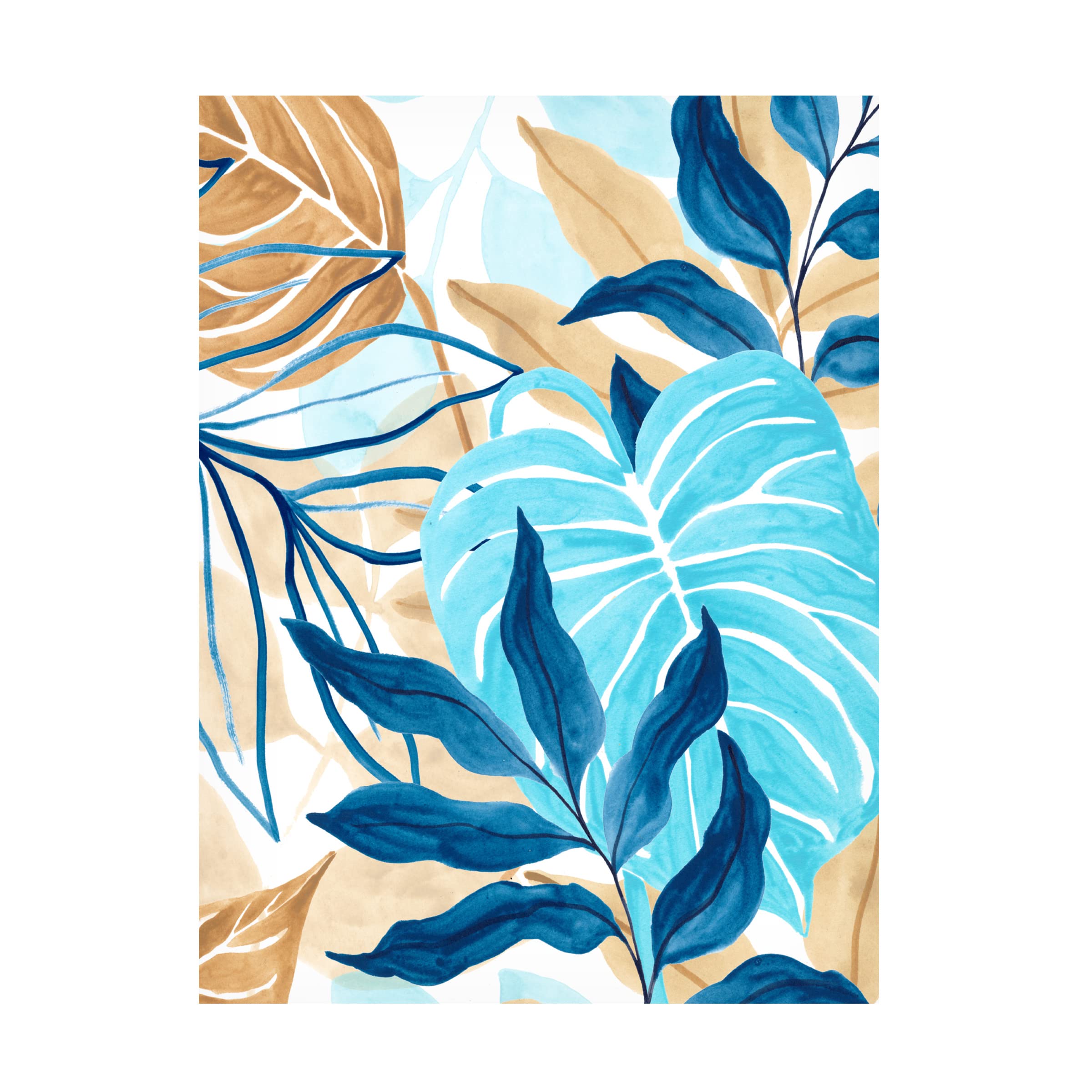 Trademark Fine Art 'Blue Jungle I' Canvas Art by June Erica Vess - Modern Tropical Wall Decor for Living Room, Bedroom & Office