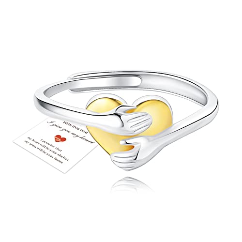 1b# Gold Heart Hug Rings