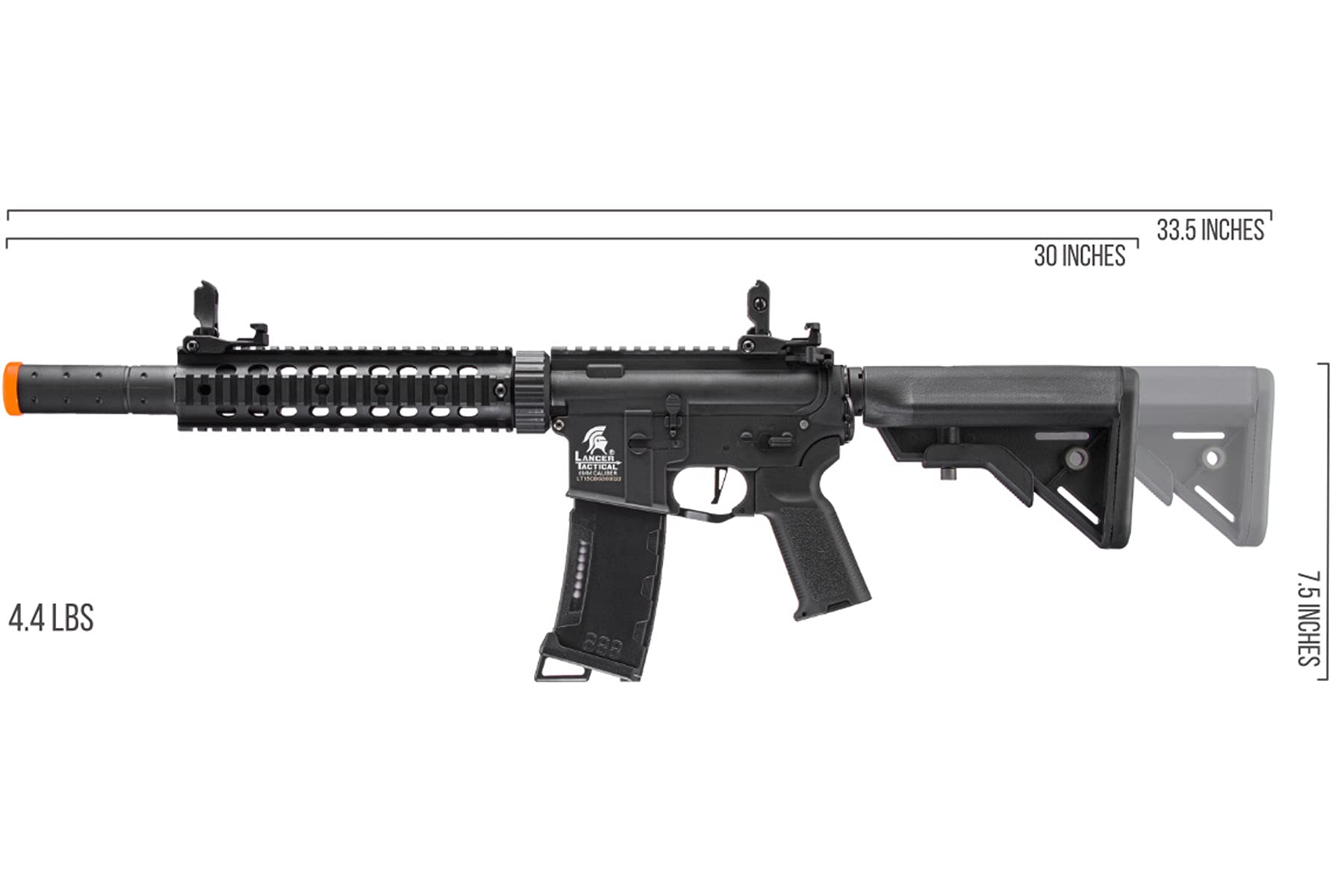 Lancer Tactical Gen 3 M4 SD Airsoft AEG Rifle - Nylon Polymer Body, Programmable Fast Trigger & MOSFET System for Competitive Shooting and Tactical Training
