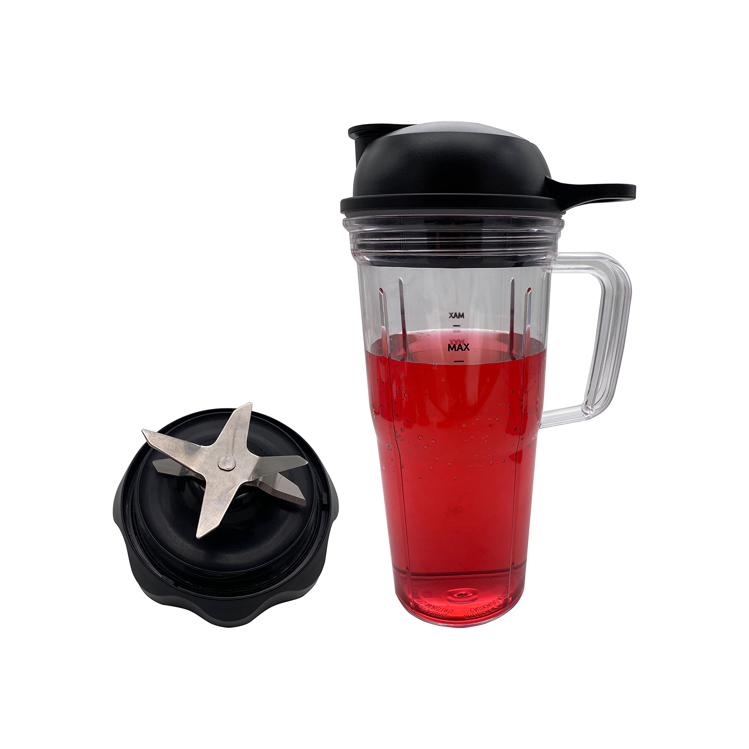 Replacement Blender Blade & 24oz Cup for NutriBullet NBF10500/NBF70500/ZNBF30400Z/ZNBF30500Z/NBF50400 - Durable Ice Crushing Blender Accessory with Travel Lid - Perfect for Smoothies, Protein Shakes & Meal Prep at Home or On-the-Go