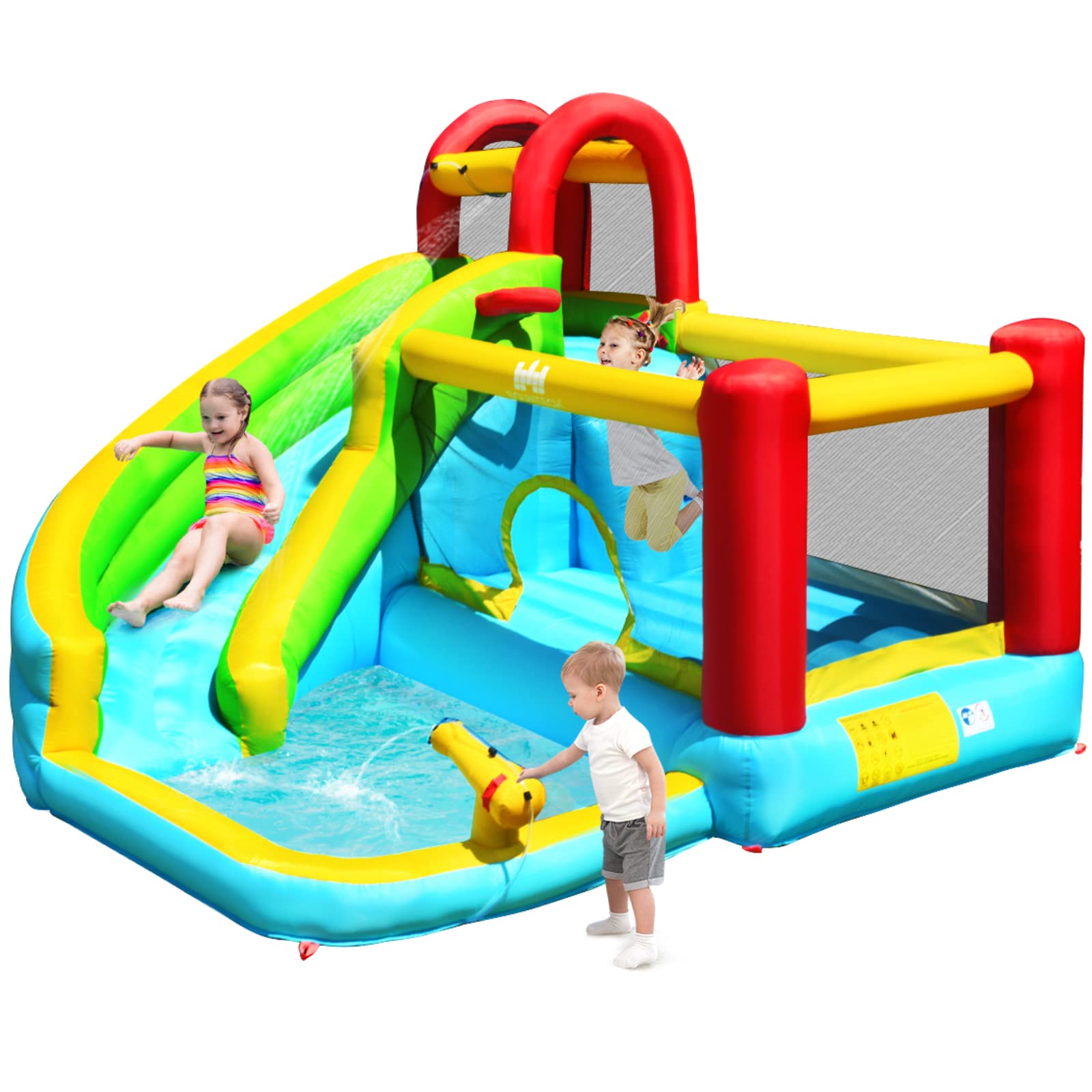 BOUNTECH Inflatable Water Slide for Kids - Outdoor Bounce House with Waterslide, Splash Pool & Climbing Wall | Fun Backyard Party Gift for Toddlers, Boys & Girls | Perfect for Summer Parties, Birthdays & Family Gatherings