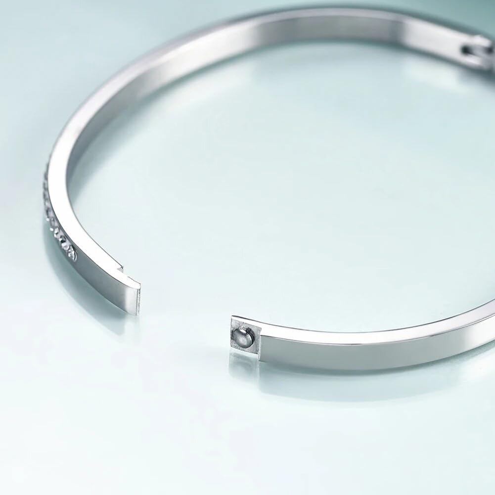 Shining Diva Fashion Anti-Tarnish Jewelry | 18K Gold Plated Stainless Steel Openable Crystal Bracelet | Stylish Cuff Bangle for Women | Perfect Gift for Girlfriend, Wife, Mother, Sister | Ideal for Date Nights, Anniversaries & Special Occasions
