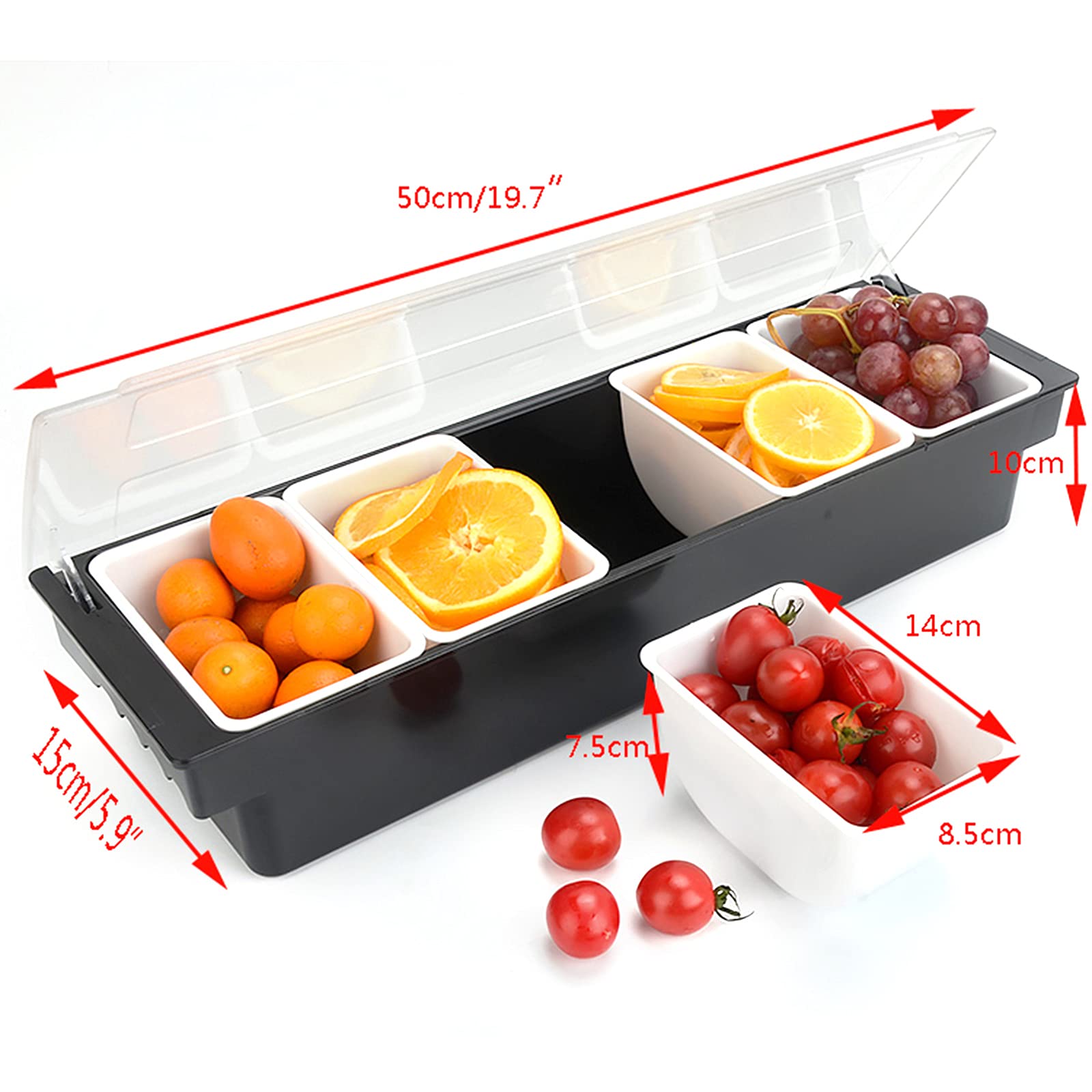 LOYALHEARTDY 2-Piece Clear Food Storage Container Set with 5 Detachable Small Containers & Lids - Reusable Refrigerator Organizer for Fruits, Vegetables & Meal Prep - Includes Ice Storage Layer for Freshness - Perfect for Kitchen, Pantry & Office Organization