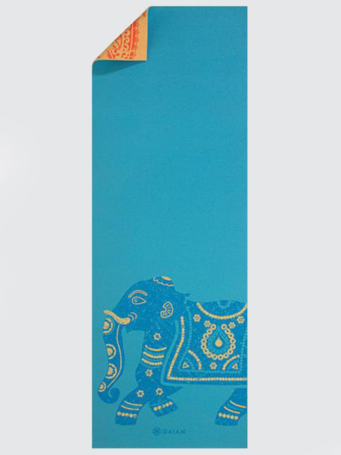 Gaiam Reversible Elephant Print Yoga Mat 6mm Thick Non-Slip Exercise Mat for Home & Studio Workouts - Perfect for Yoga, Pilates, and Meditation