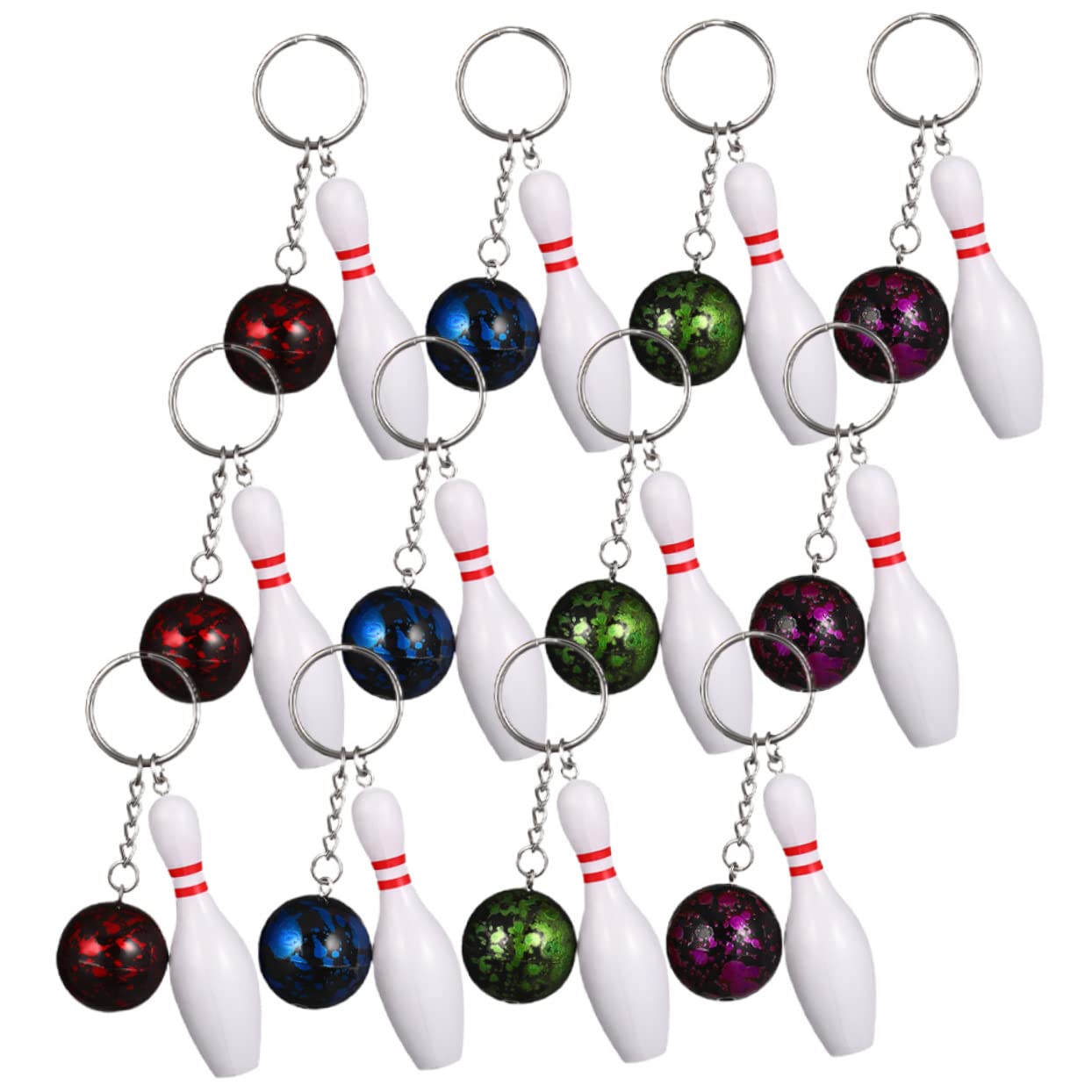 Gogogmee 36 Pcs Bowling Keychain Set - Mini Bowling Ball & Pin PVC Keychains for Bowling Enthusiasts - Perfect for Sports Gifts, Team Motivations, and Bag Decorations