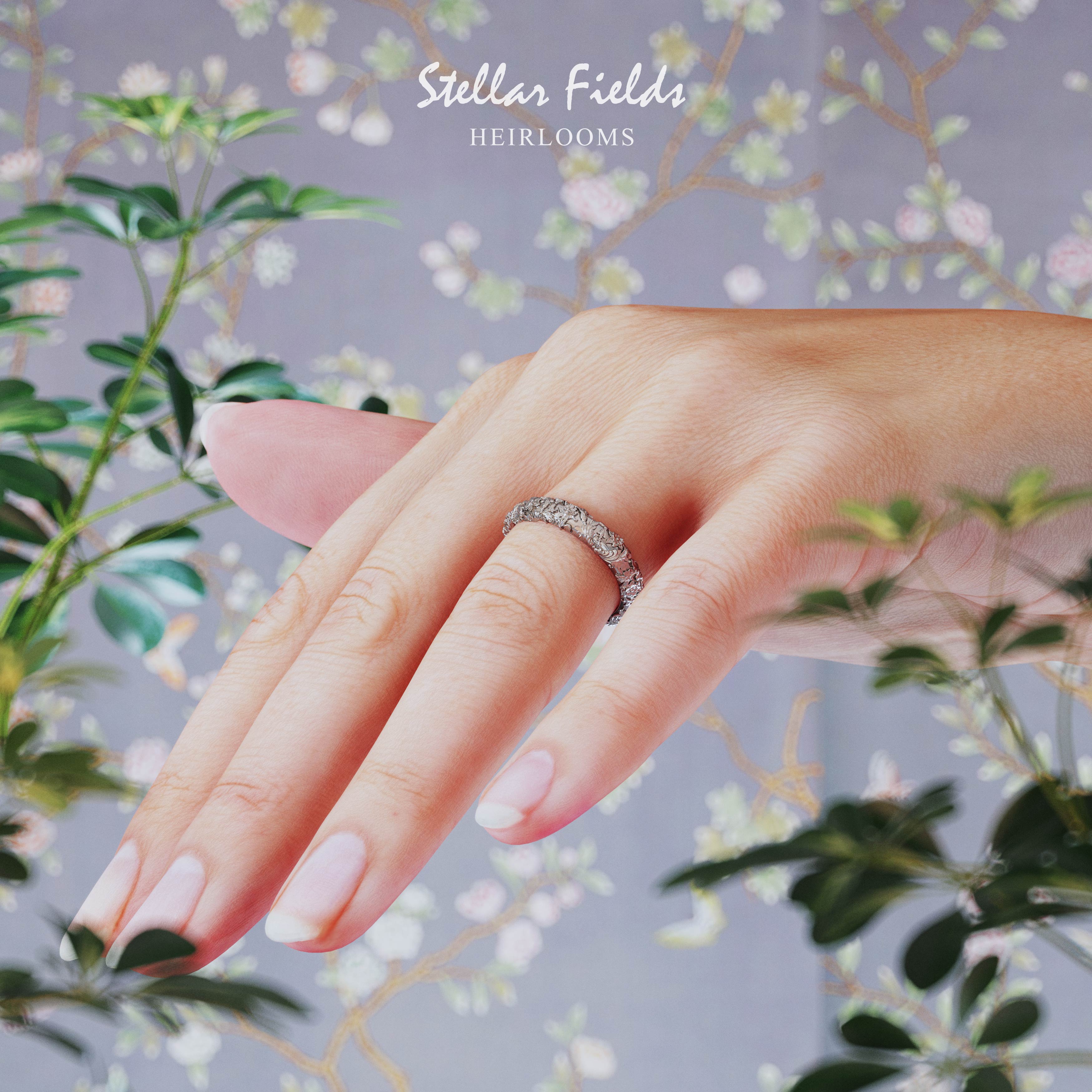 Eternity Wedding Ring - Unique Sculpted Floral Foliage Design, 4mm Wide Caroline Ring for Women | Perfect for Engagement, Anniversary & Romantic Gifts