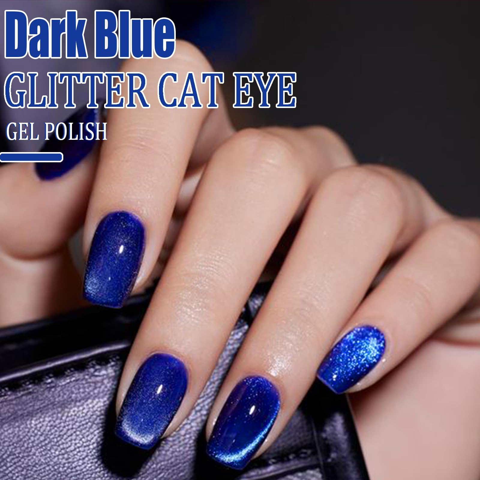 Cat Eye Gel Nail Polish - UV/LED Crimson Summer Gel Lacquer (Dark Blue, 10ML/0.35 Fl Oz) with Magnet Stick for DIY Nail Art | Long-Lasting Vibrant Colors | Perfect for Parties, Weddings & Special Occasions