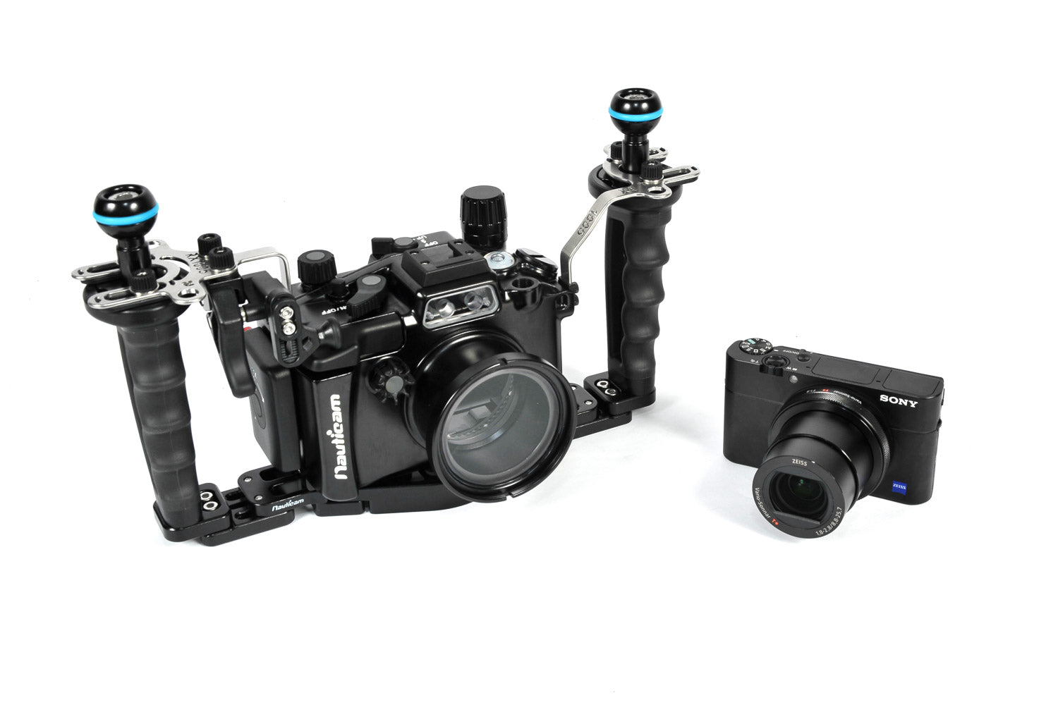 Sony RX100 V Underwater Housing Kit - Pro Package with Flexitray, Right Handle, Ball Mounts & Shutter Release Extension for Scuba Diving & Underwater Photography
