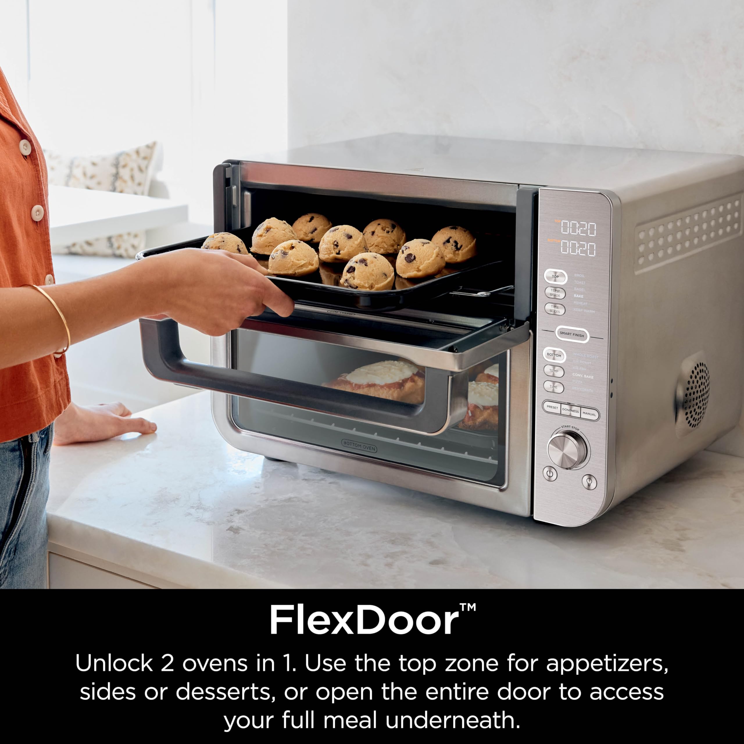 Ninja DCT651 XL Countertop Oven with Air Fryer - 12-in-1 Smart Toaster Oven, DualZone Technology, FlexDoor & FlavorSeal - Bake, Broil, Reheat, Toast - Perfect for Small Kitchens, Dorms & RV Cooking - Stainless Steel Pro Cook System