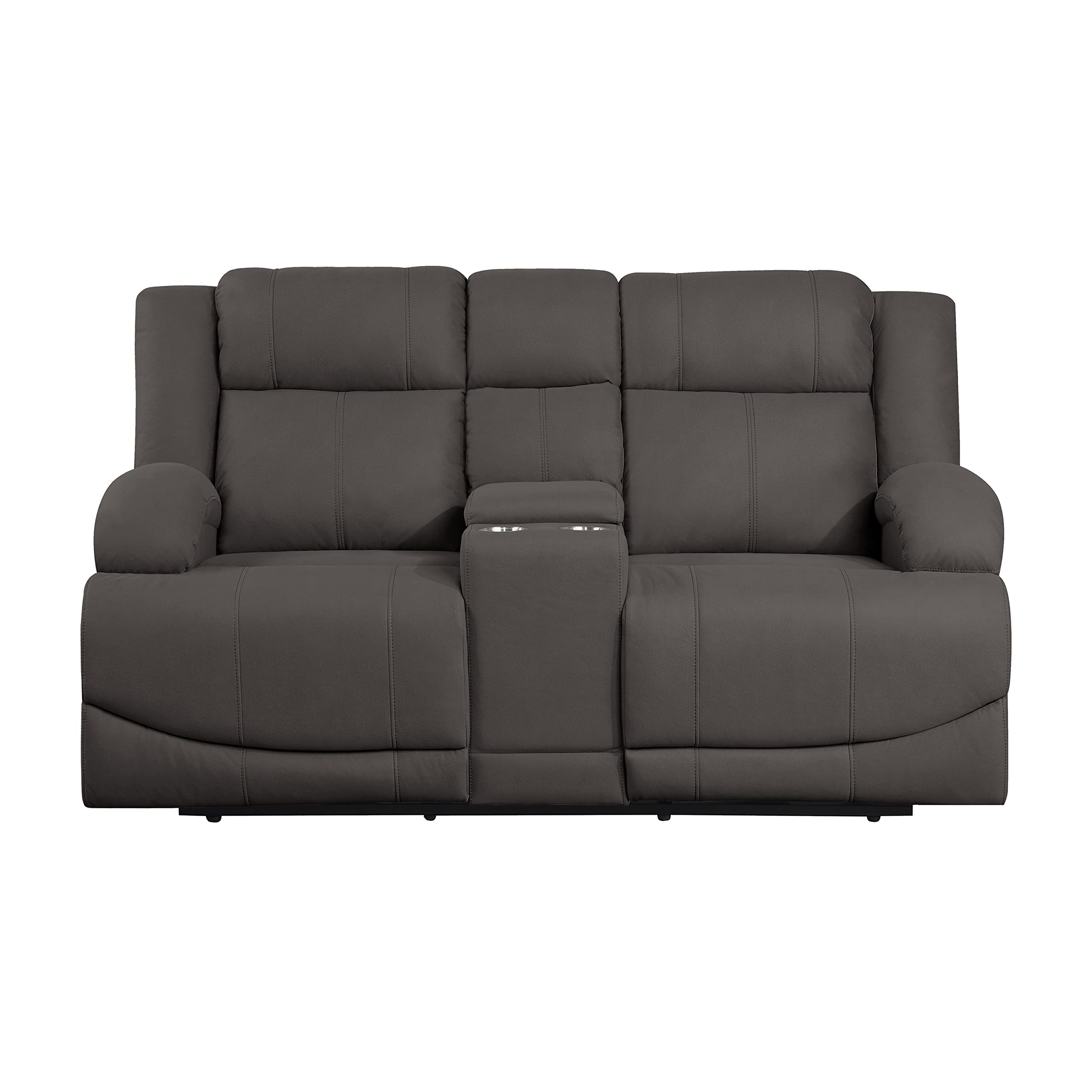 Lexicon Landwood Power Double Reclining Loveseat - Chocolate Brown Faux Leather - Comfortable Living Room Furniture for Small Spaces, Perfect for Movie Nights and Relaxing
