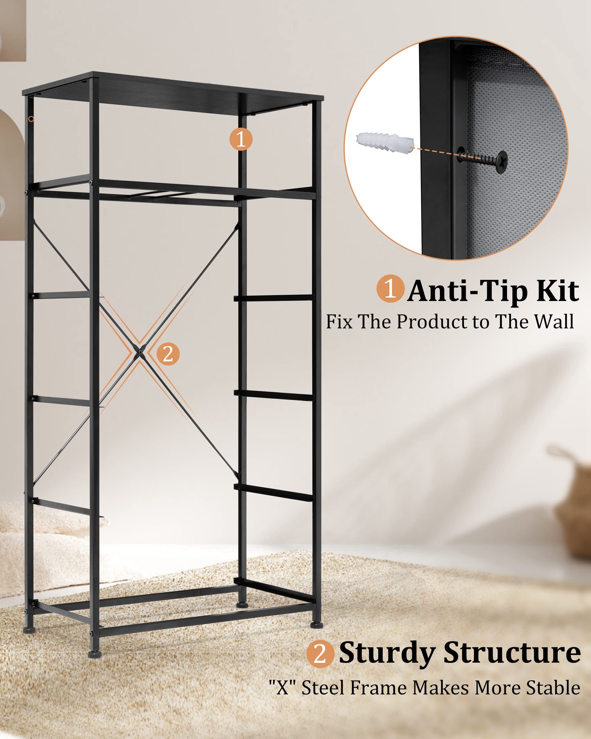 Fabric Dresser Storage Tower with Drawers - Sturdy Steel Frame & Wooden Top for Bedroom, Office, Entryway | Easy Pull Bins for Closet Organization & Home Decor
