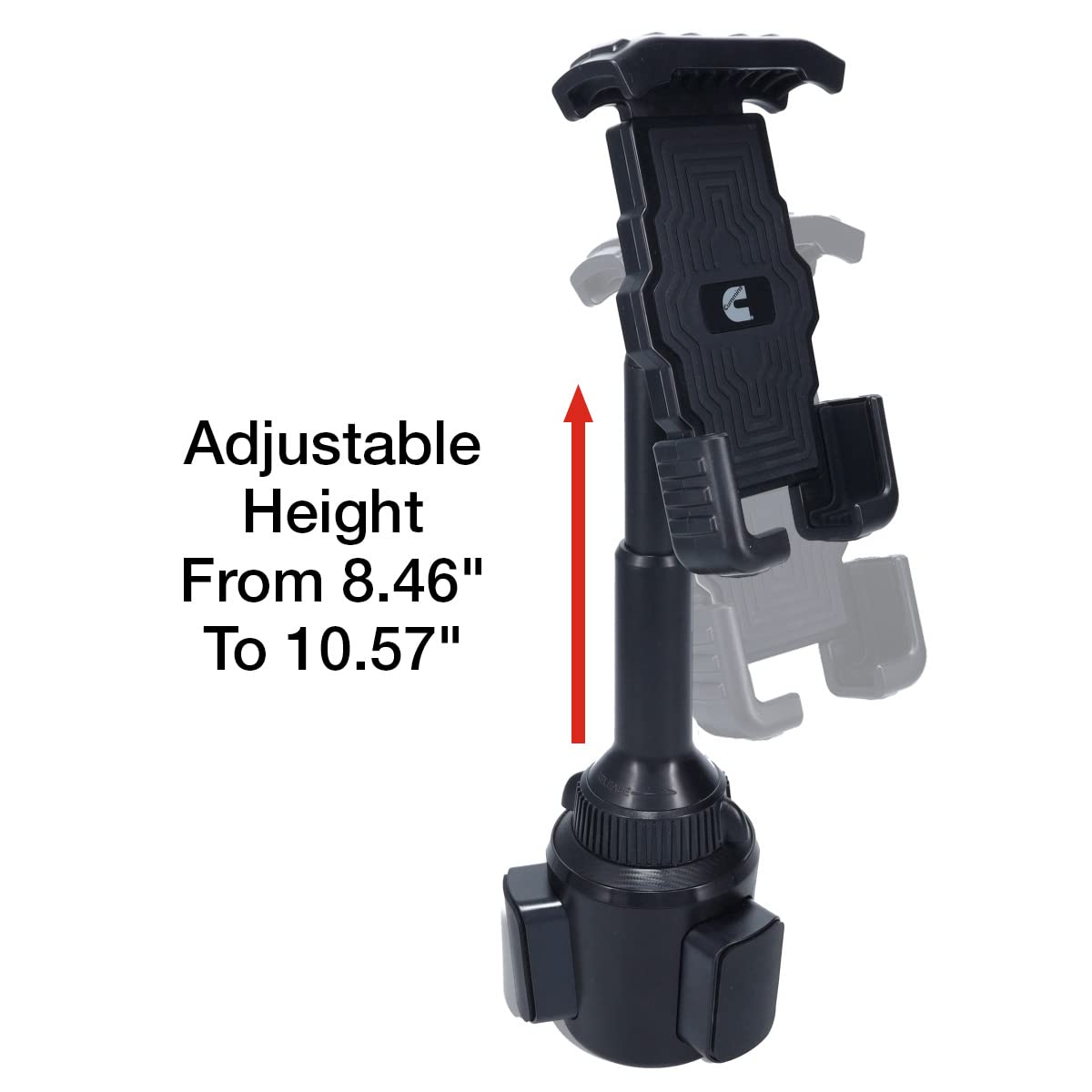Cummins Cup Car Phone Holder - Adjustable Truck Phone Mount for Cell Phones - Black - Perfect for Commuting and Road Trips