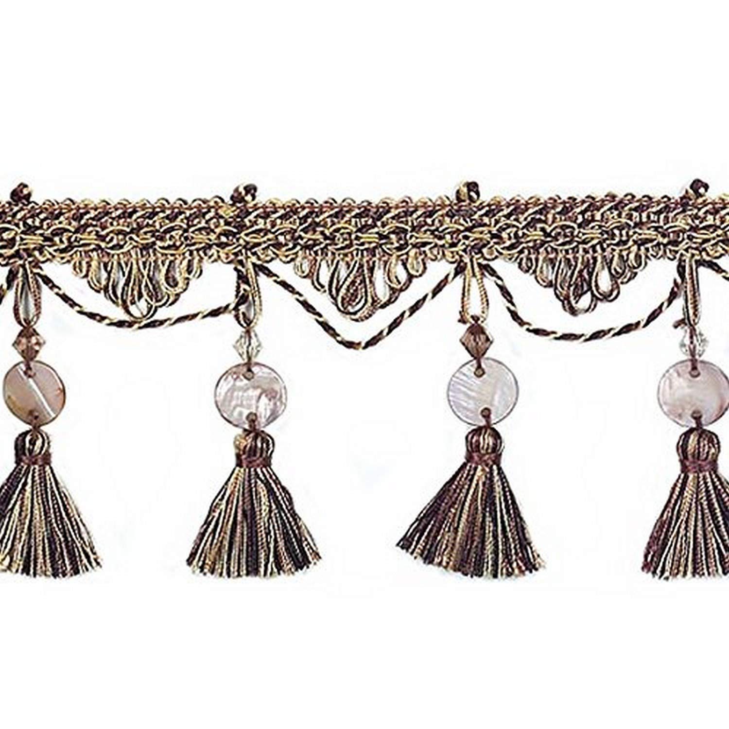 Emma Collection Chocolate Multi Tassel Trim by the Yard - 20 Yard Cut for DIY Home Decor, Costume Design, and Crafting Projects