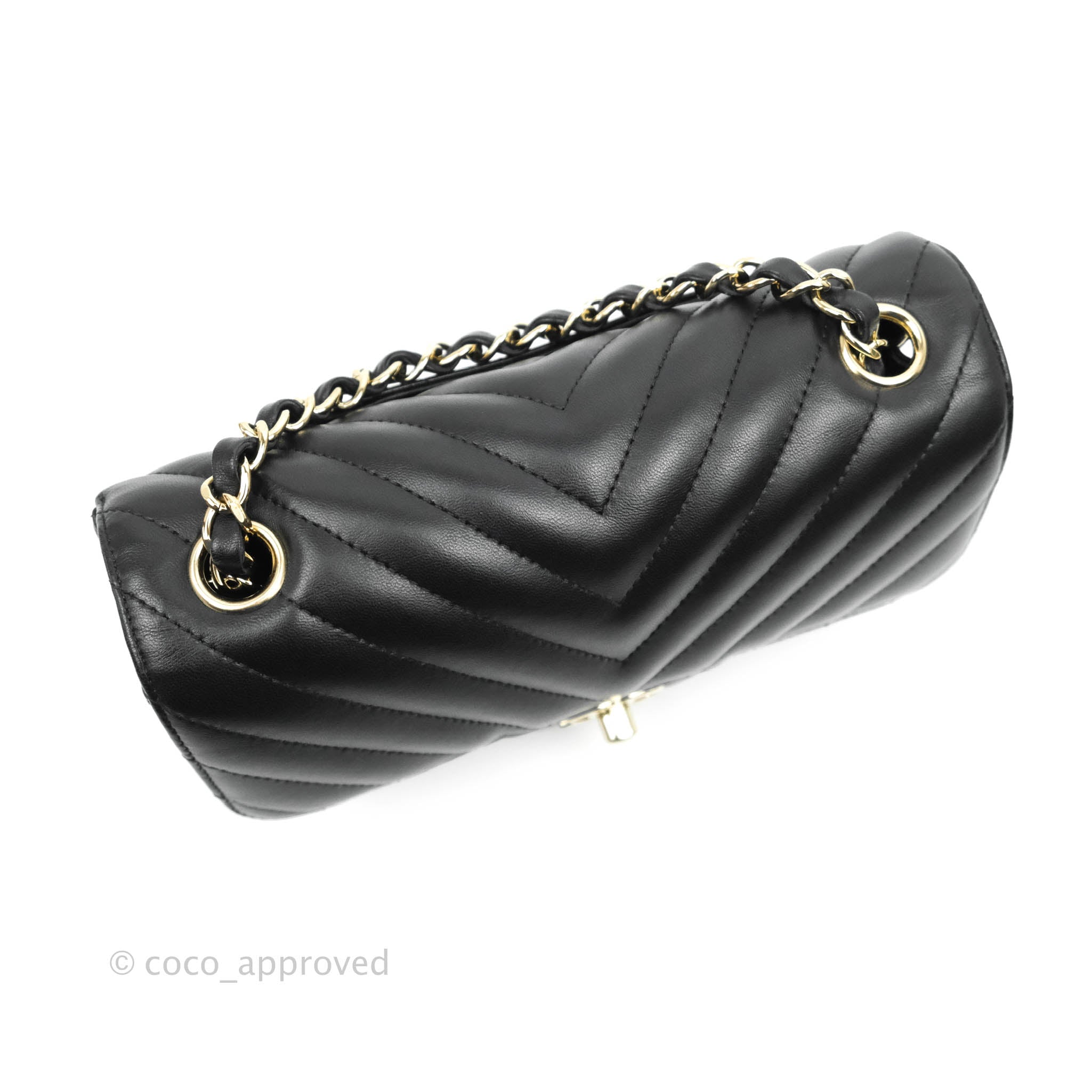 Chanel Chevron Mini Rectangular Flap Bag in Black Lambskin Leather with Gold Hardware - Luxury Crossbody Purse for Women, Perfect for Evening Events & Date Nights