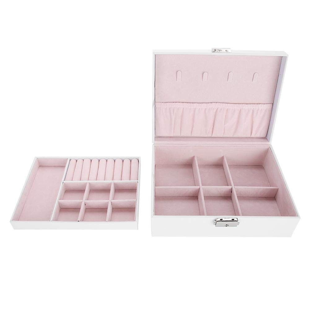 Premium White Leather Jewelry Box - Travel Jewelry Organizer Case for Earrings, Rings, Necklaces & Bracelets | Elegant Gift for Women | Perfect for Home Storage, Travel & Special Occasions