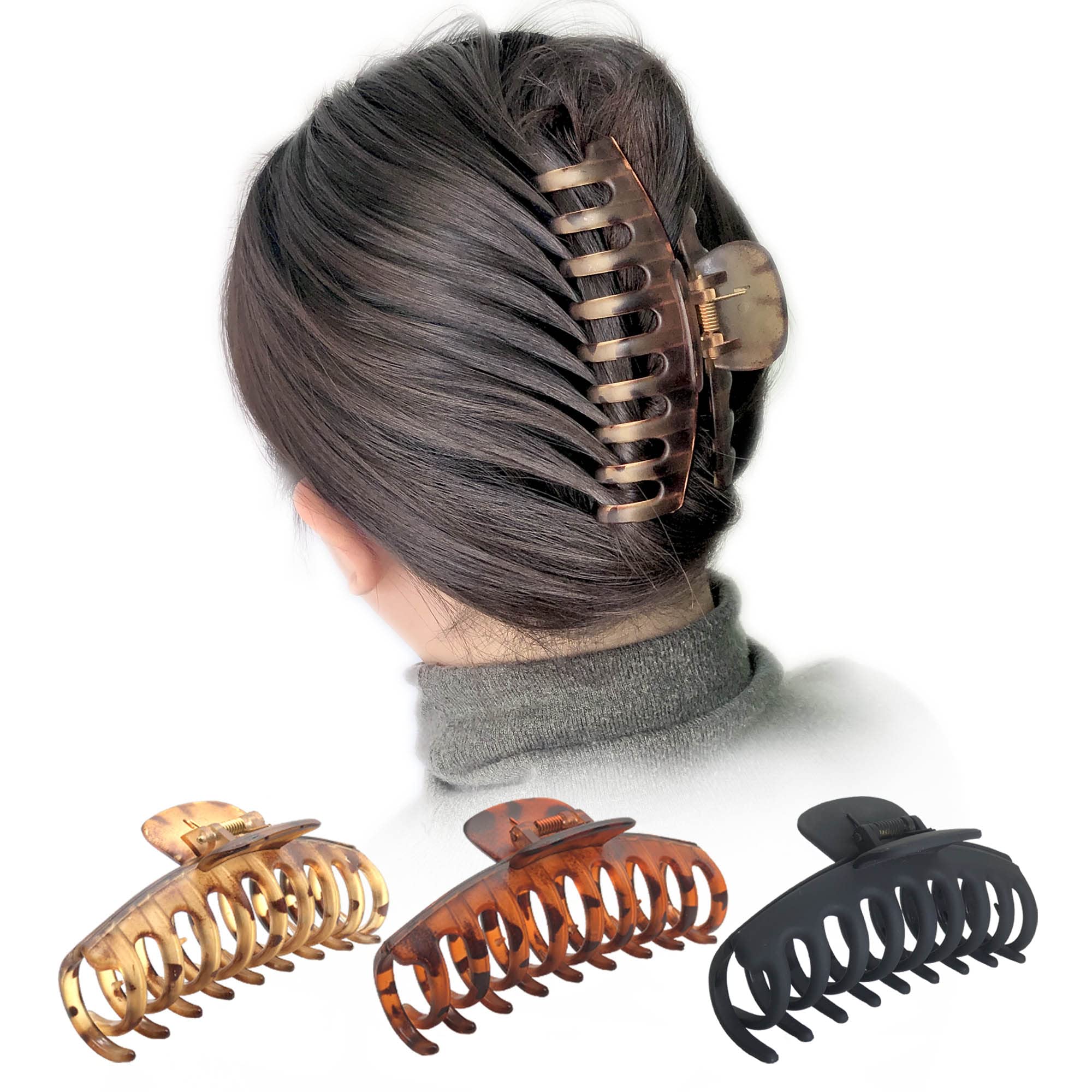 OWIIZI Big Hair Claw Clips for Women - Strong Hold Jumbo Clips for Long Thick Hair | Styling & Everyday Use