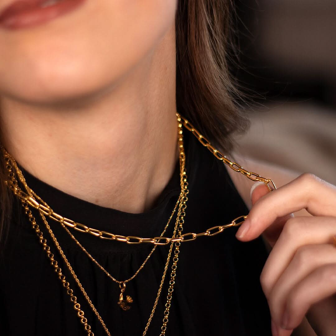 Elegant Gold Paperclip Chain Necklace for Women - Trendy Layering Jewelry for Everyday Wear & Special Occasions