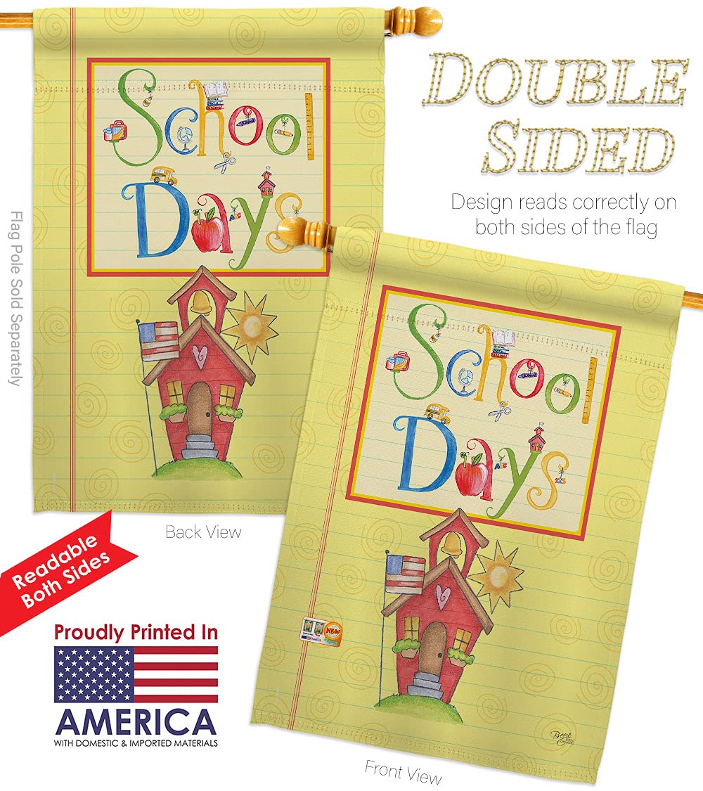 American Made Double-Sided House Flag - 28x40 Inch Eagle Design for School Days, Back to School Decor, Teacher & Student Gifts, Yard Banner - Perfect for Classroom Decorations, First Day of School Celebrations, and Patriotic Home Displays