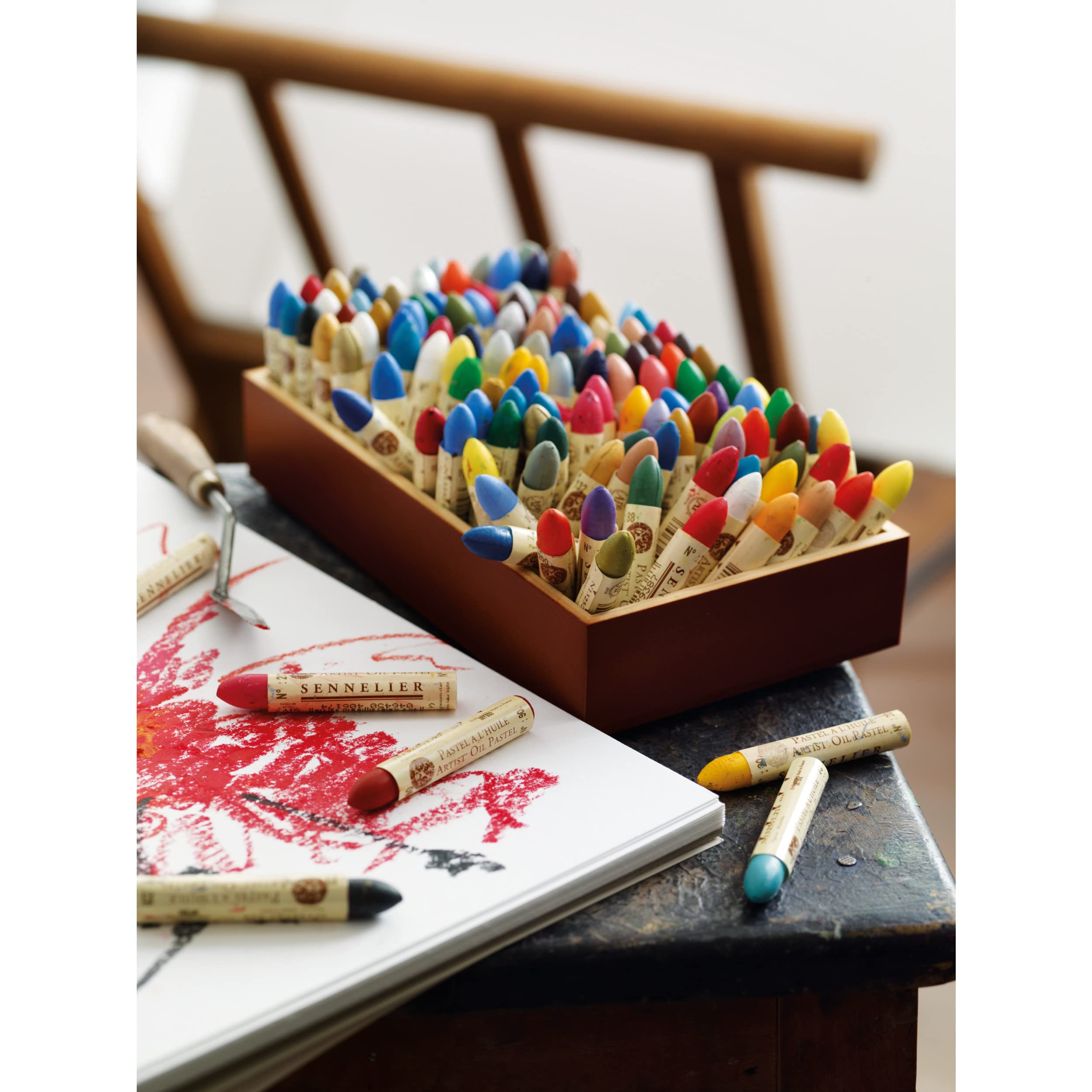 Sennelier Artist Oil Pastels - Permanent Intense Red (Set of 12) | Professional Soft Oil Crayons for Drawing, Sketching & Painting | Perfect for Artists, Students & DIY Craft Projects