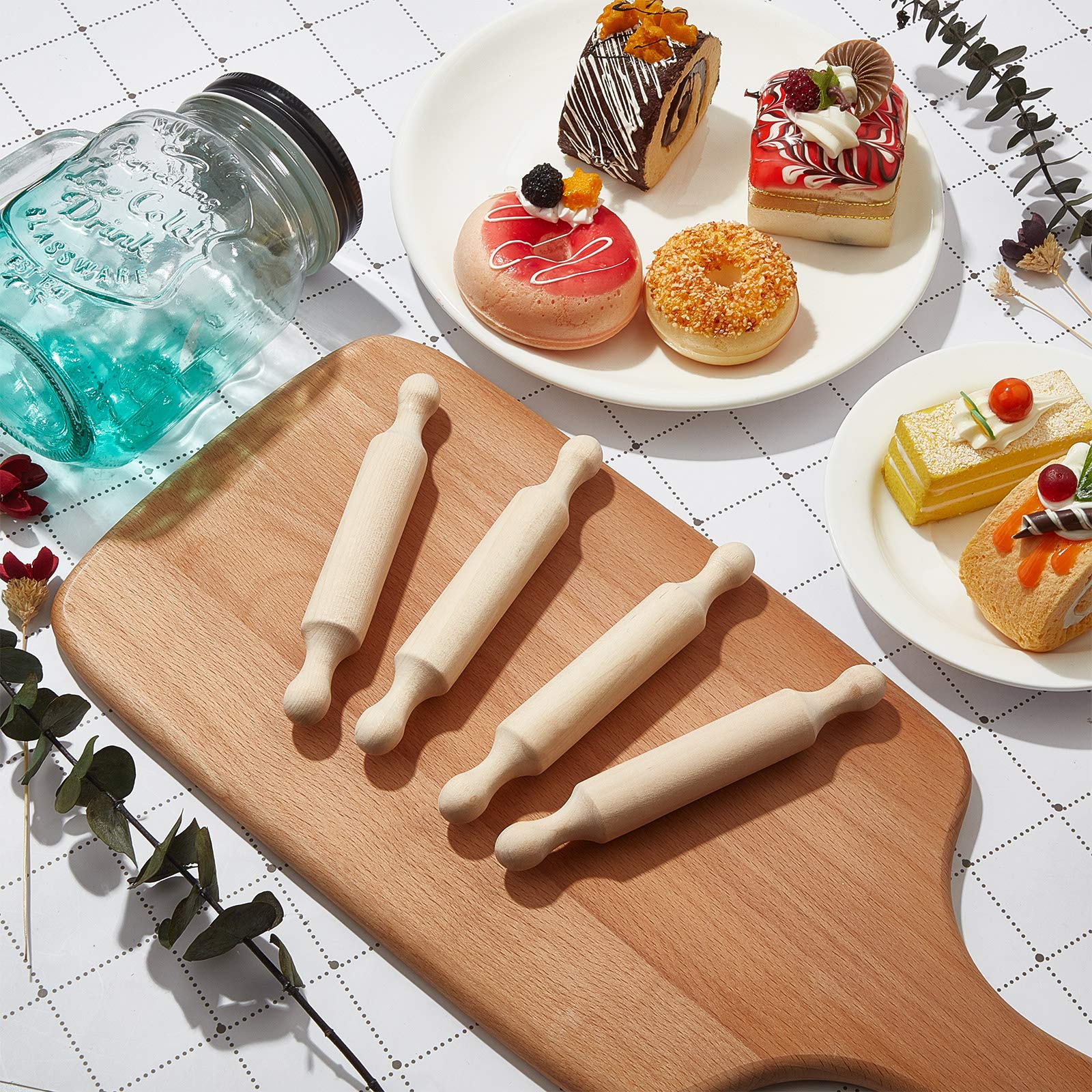 Suclain 20-Piece 7-Inch Wooden Mini Rolling Pin Set for Kids - Safe Baking & Crafting Tool for Dough, Fondant, Pastry, Pizza Making - Perfect for Christmas Gifts, Halloween Activities & Imaginative Play