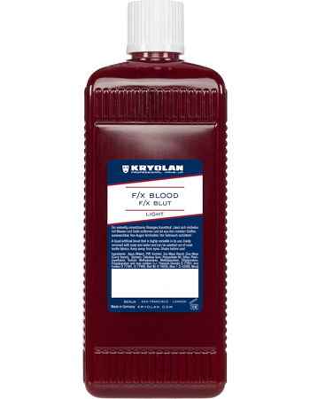 Kryolan F/X Blood 500ml - Professional Special Effects Makeup Blood for Halloween, Theater & Film - Realistic Fake Blood for Cosplay & SFX Artists