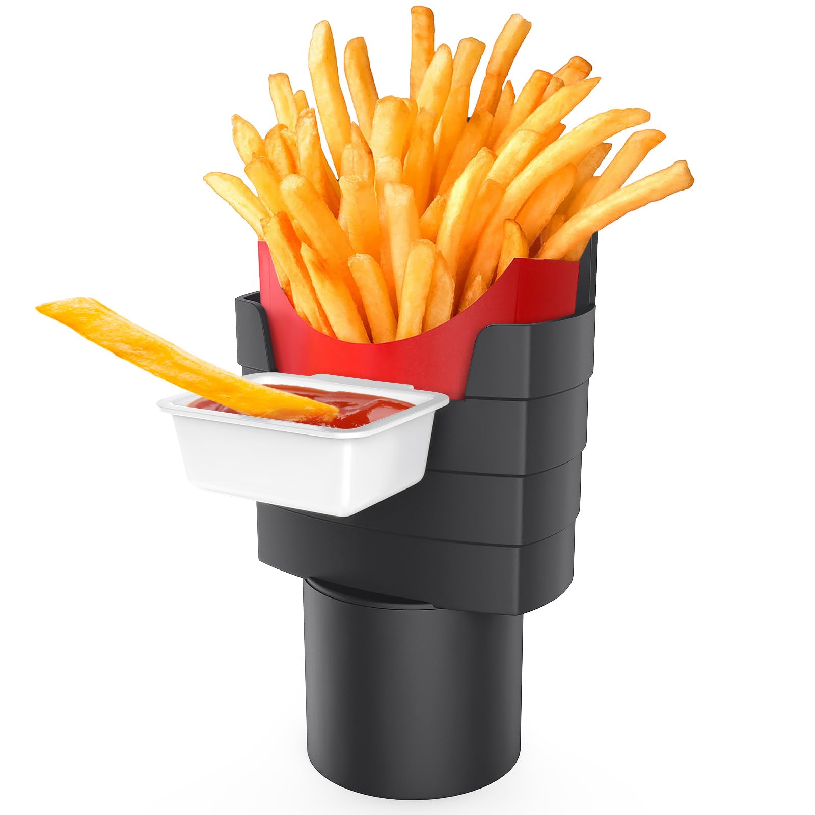 French Fry Holder for Car - Car Dipping Sauce & Condiment Cup Holder for Ketchup, Mustard & Sauces - Perfect for Road Trips & Fast Food Meals On-The-Go