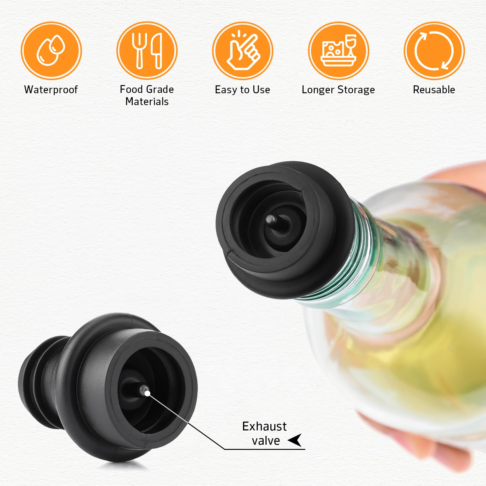 OWO Wine Vacuum Pump with 4 Stoppers - Premium Wine Saver & Preserver Kit | Reusable Air Remover Pump for Fresh Wine Preservation | Perfect for Home Bars, Restaurants & Wine Enthusiasts
