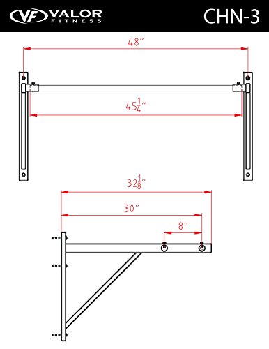 Valor Fitness CHN-3 Wall Mounted Pull Up Bar - Multi-Grip Chin Up Bar for Home Gym, Strength Training & Bodyweight Exercises - Perfect for Garage, Basement & Home Workouts