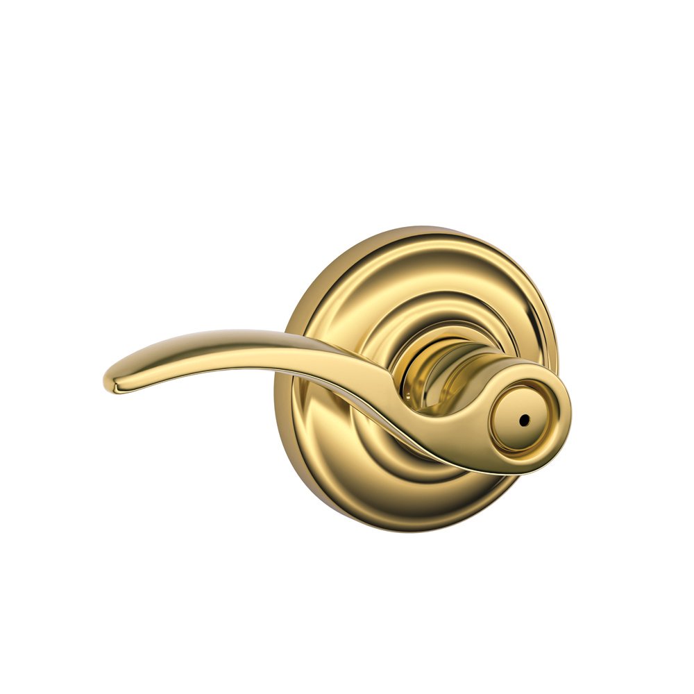 Schlage St.Annes Privacy Lever - Bright Brass Finish with Andover Rose Design | Secure & Stylish Interior Door Handle for Bedrooms & Bathrooms