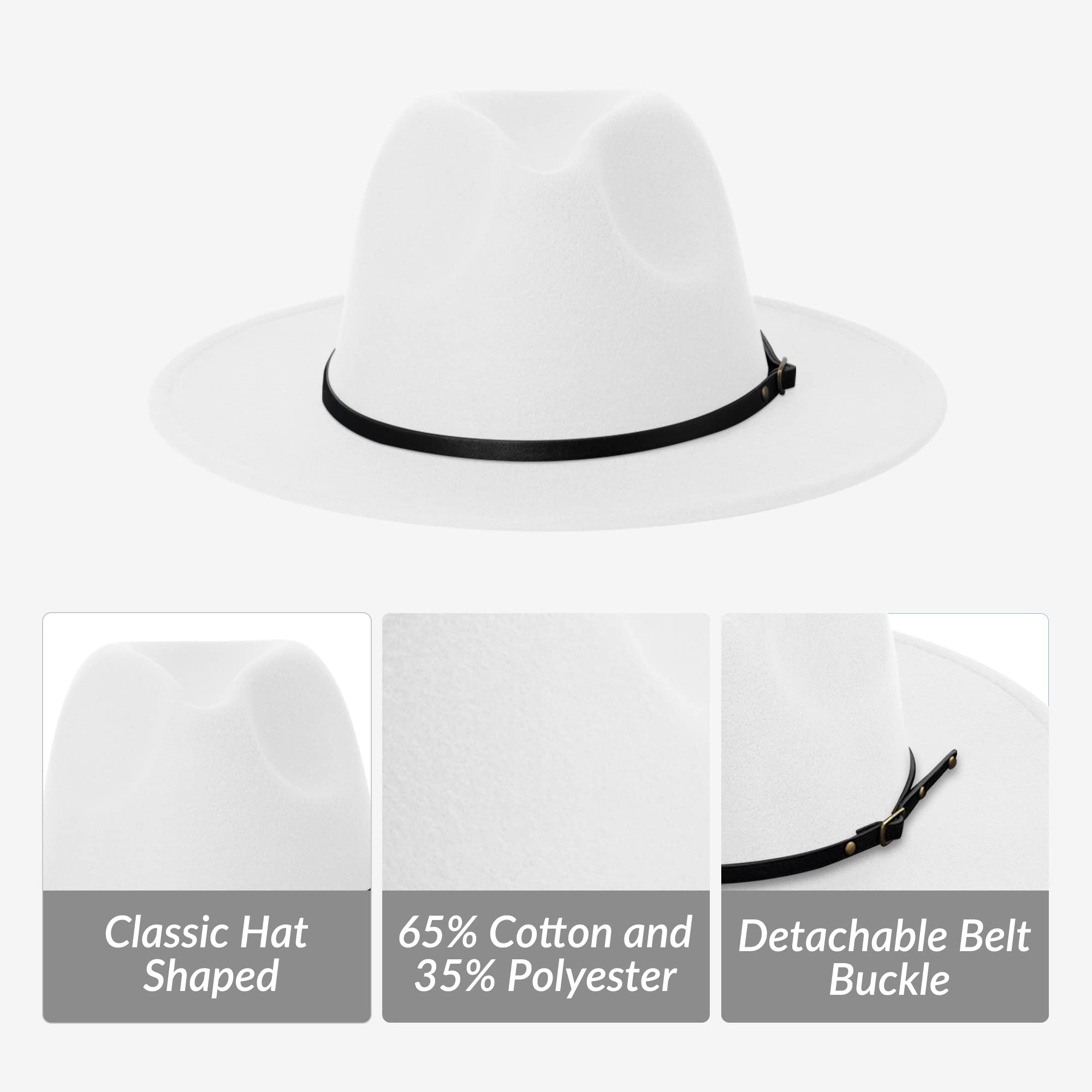 Stylish Fedora Hats for Men & Women - Wide Brim Felt Panama Dress Hat with Belt Buckle - Perfect for Outdoor Events, Weddings & Fashion Accessories