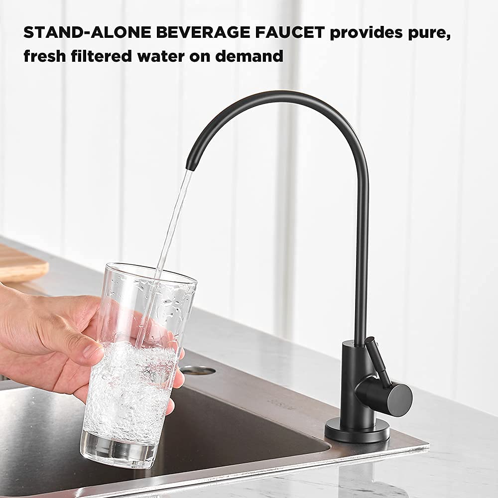 OWOFAN Matte Black Kitchen Sink Faucet with Pull Down Sprayer and RO Water Filter Faucet Bundle - Modern Brushed Nickel Finish for Home Kitchen Remodeling, Dishwashing & Cooking