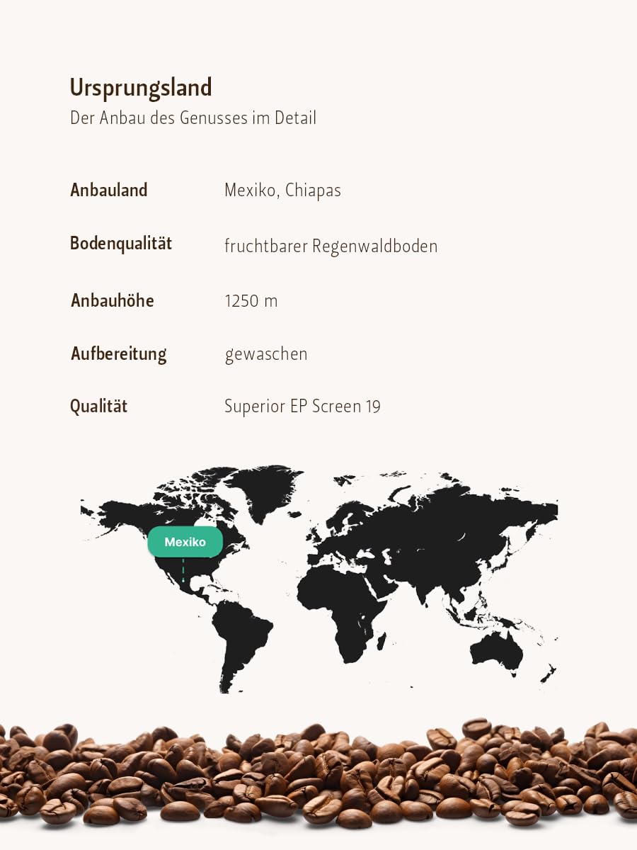 Berliner Kaffeerösterei - Mexico Maragogype Finca Liquidambar Coffee Beans (1000g / Ground), Light Roast Level, 100% Arabica, Floral/Fruity/Spicy Aroma Profile - Perfect for Home Brewing, Office Use & Gift Giving